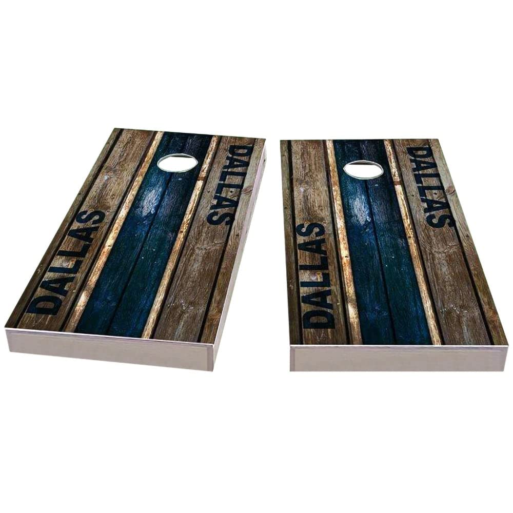 Dallas City Themed Cornhole Game Set - 2 Premium Wooden Boards & 8 Bean Bags for Outdoor Tailgating, Backyard Parties, and BBQ Events