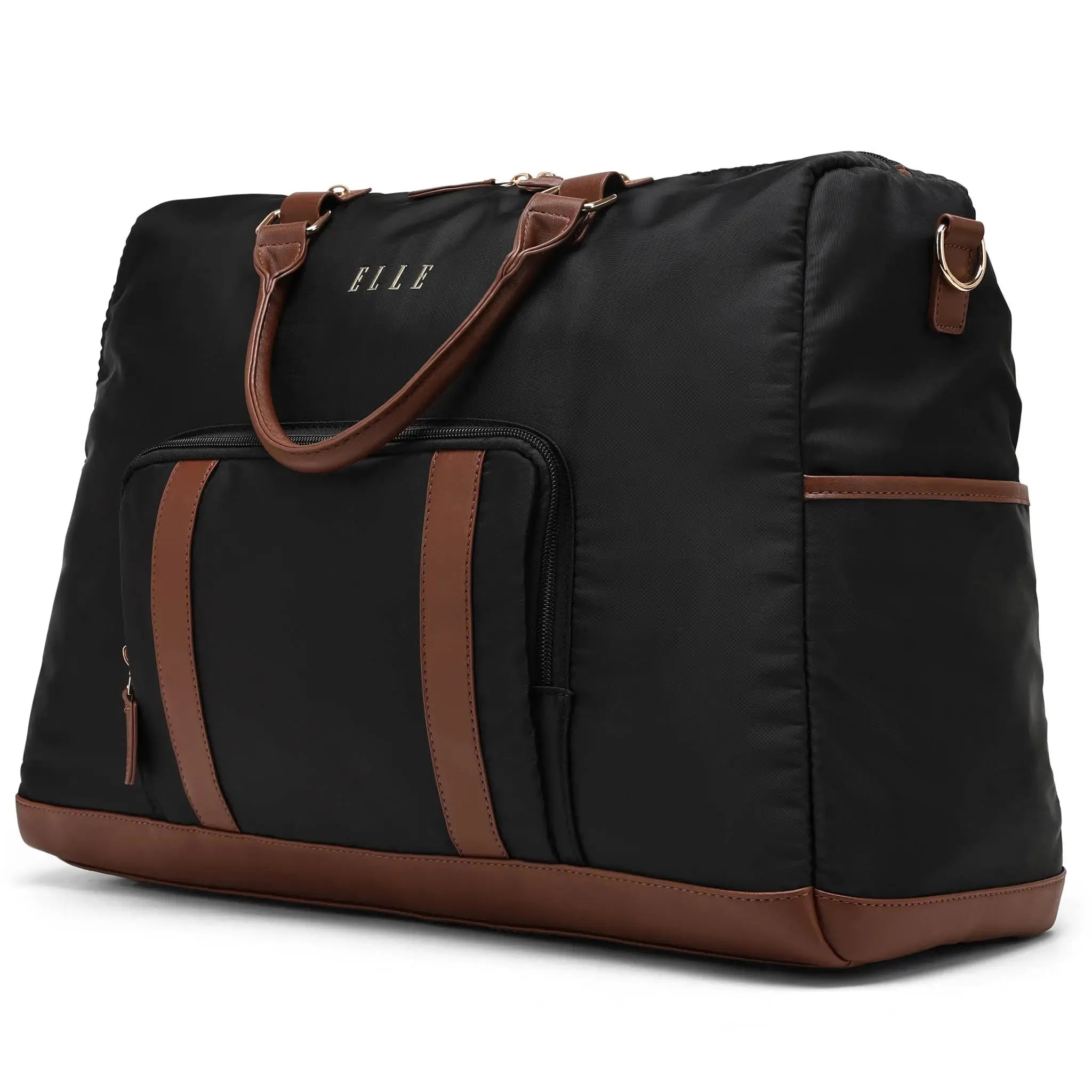 Premium 30L Twill & Vegan Leather Weekender Duffle Bag - Stylish Carry-On Travel Bag for Weekend Getaways, Gym & Business Trips