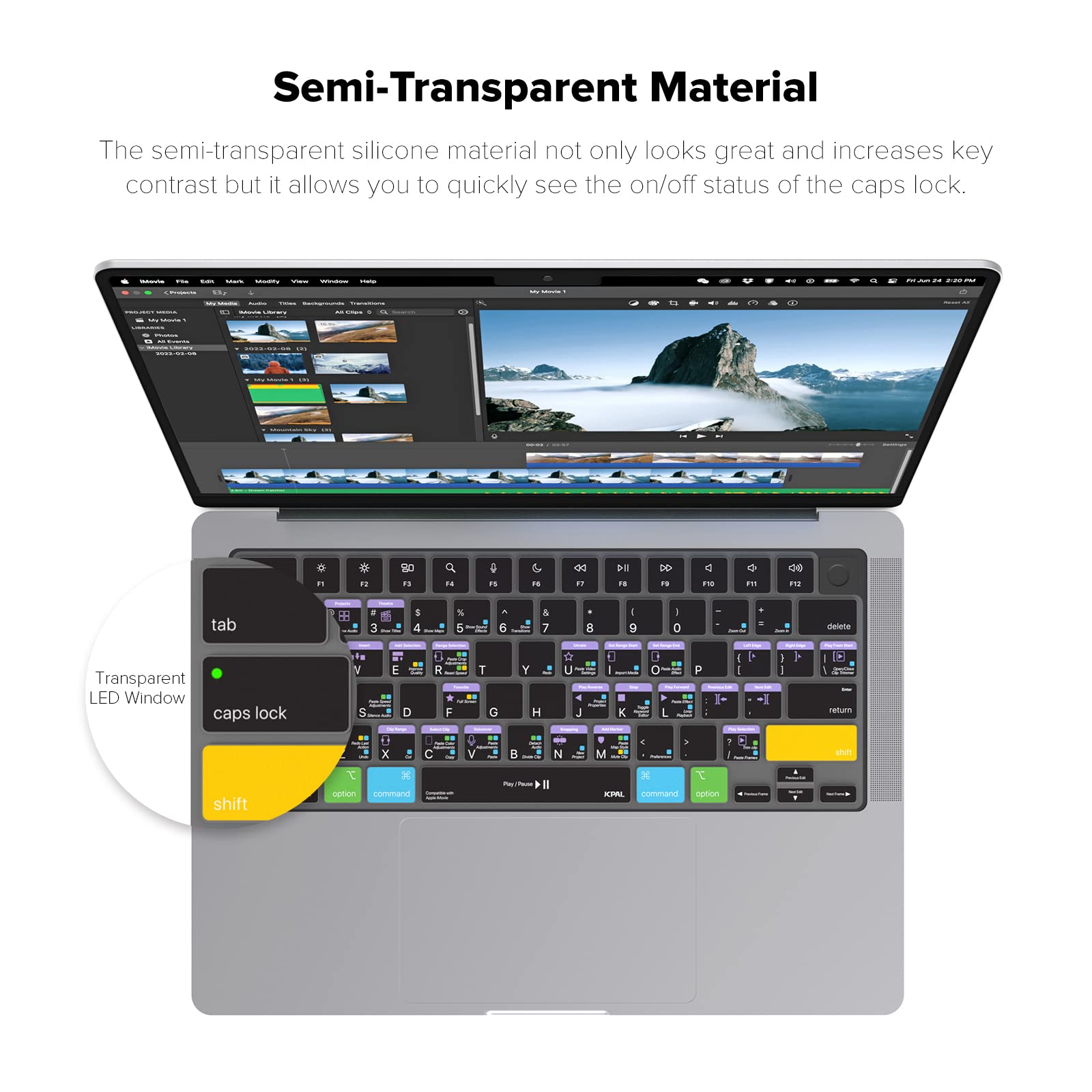 JCPal iMovie Shortcut Keyboard Cover for MacBook Pro 14