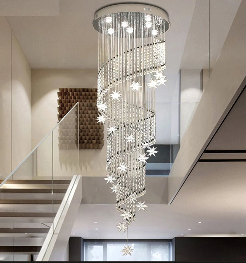 Vena Spiral Raindrop Crystal Chandelier - Elegant Staircase Lighting Fixture for Modern Home Decor | Perfect for Foyers, Stairwells & Grand Entrances
