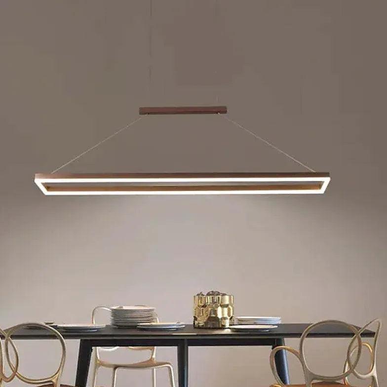 Modern Rectangular Coffee Metal LED Pendant Light - Industrial Chic Hanging Fixture for Kitchen Island, Dining Room & Office Lighting