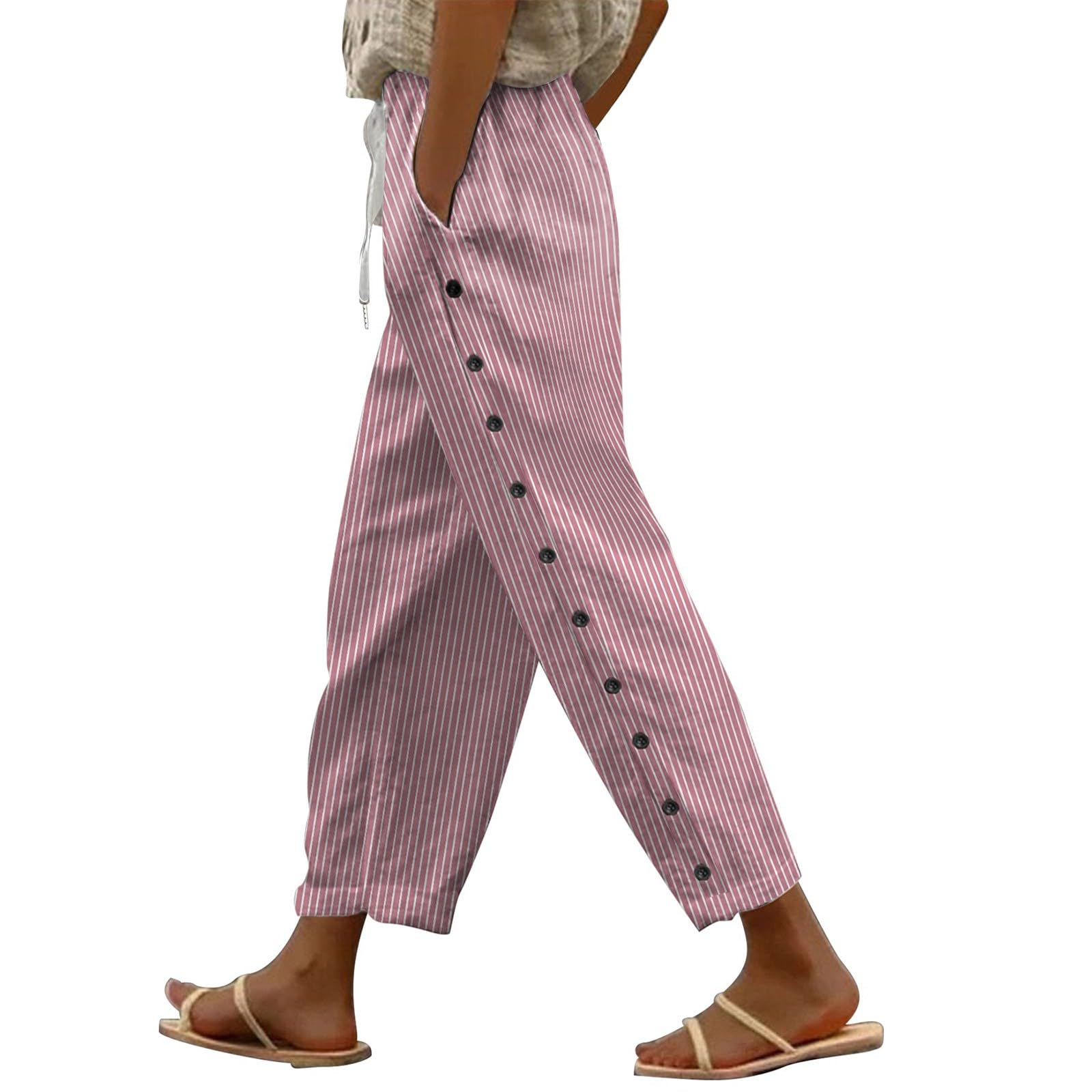 Women's Cotton Linen Pants - Soft Drawstring Wide Leg Trousers for Spring & Summer | Casual Comfort, Beachwear, Yoga & Lounge Pants