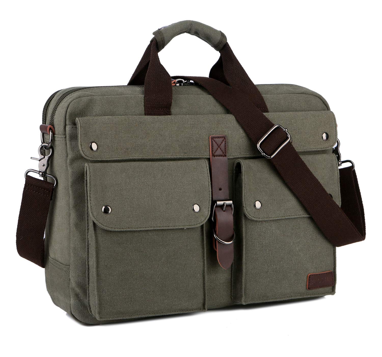 BAOSHA BC-07 17 Inch Waterproof Canvas Laptop Messenger Bag - Multi-Compartment Business Briefcase for MacBook, Notebook & Work Essentials - Perfect for Office, Travel & College Students