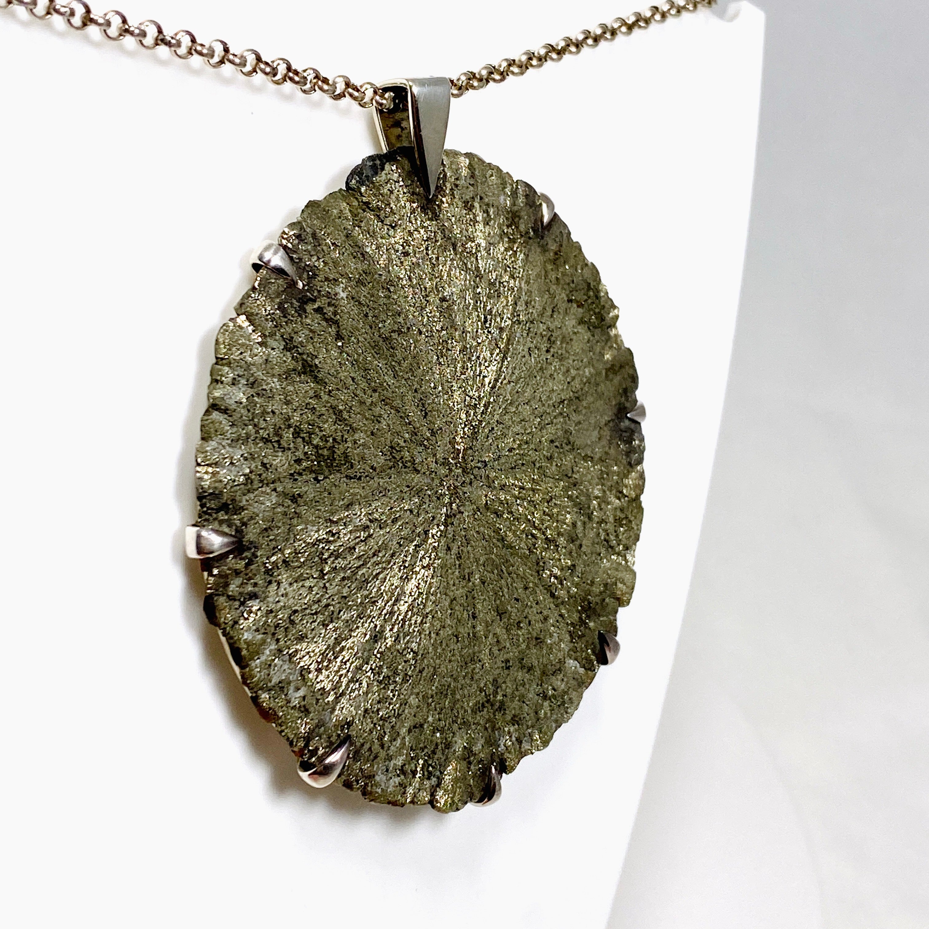 Natural Pyrite Sun Pendant Necklace - 72mm BTP Handmade Jewelry for Women - Perfect for Boho Fashion & Spiritual Healing