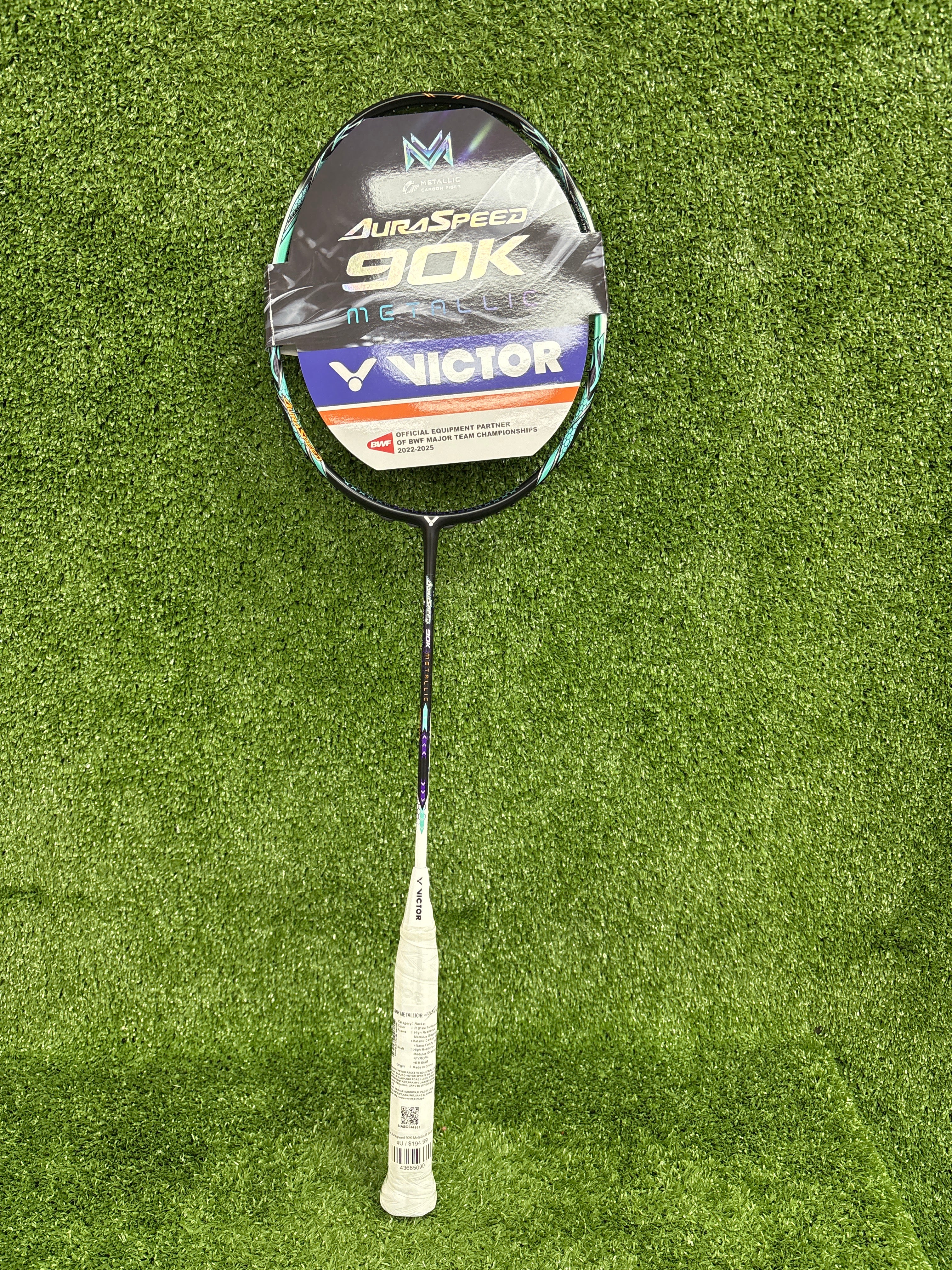 Victor Auraspeed 90K Metallic R Badminton Racket - Professional Carbon Fiber Badminton Racket for Advanced Players - Perfect for Tournaments & Training Sessions