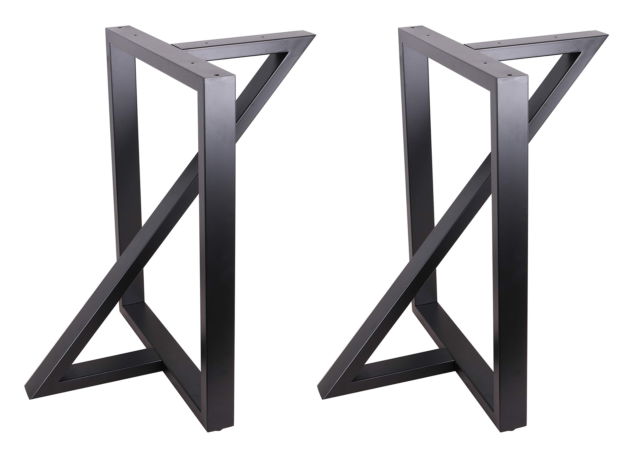 2 Pack Black Z-Shaped Steel Table Legs - Heavy Duty Industrial Style for Dining Tables, Office Desks, Kitchen Islands & Computer Workstations - Durable & Sturdy Metal Legs Set of 2