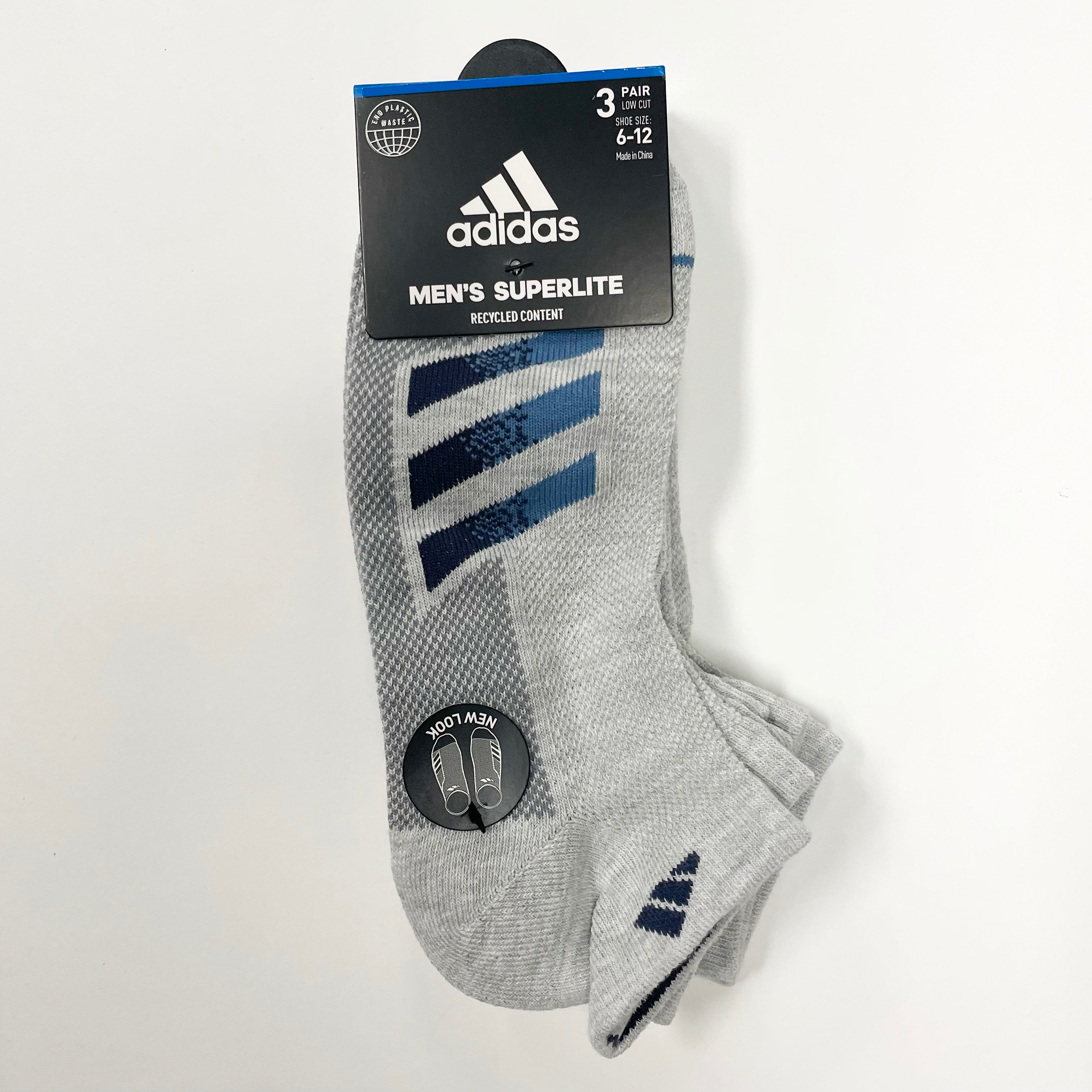 Adidas Men's Superlite Low Cut Socks - 3 Pack for Running, Gym & Everyday Comfort