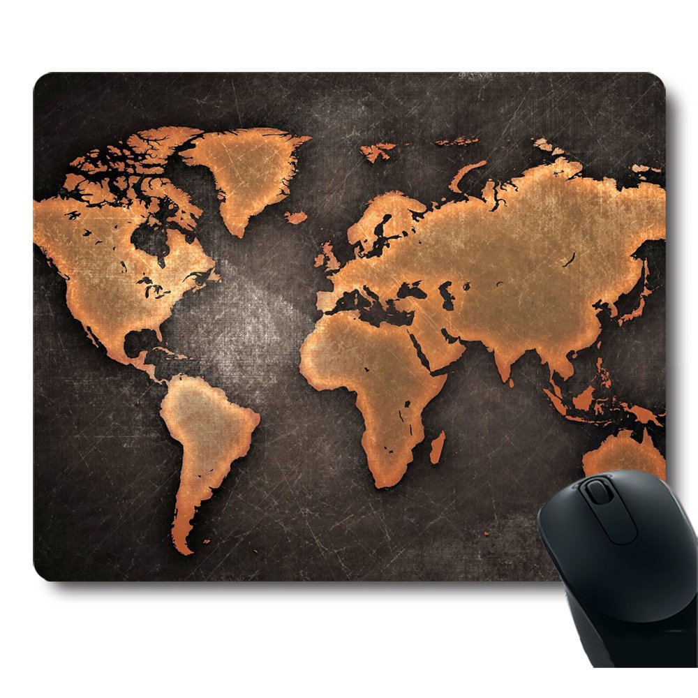Vintage Black World Map Gaming Mouse Pad - Non-Slip Rubber Base Large Mouse Mat for Laptop & Computer, Wireless Mouse Desk Accessory - Perfect for Office, Gaming & Home Decor