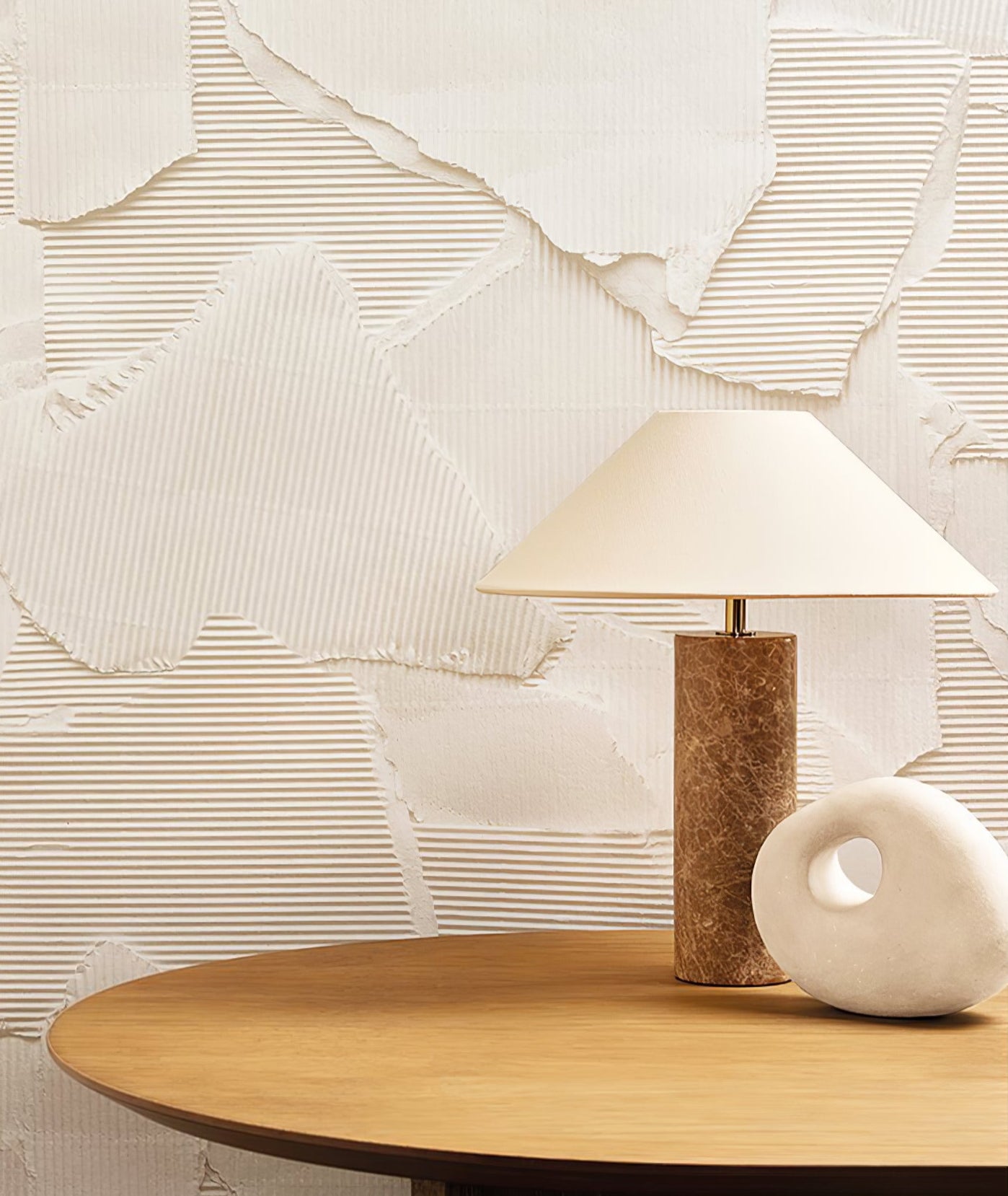 Alba Stone Table Lamp - Modern Bedside & Living Room Lighting - Handcrafted Natural Stone Lamp for Home & Office Decor
