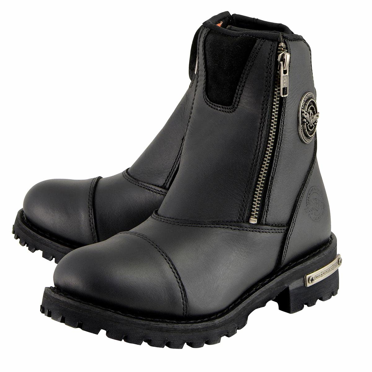 Milwaukee Leather MBM102 Men's Black Smooth Double-Sided Zipper Motorcycle Boots Size 11.5 - Durable Riding Boots for Harley & Cruiser Bikes, Perfect for Long Rides & Commuting