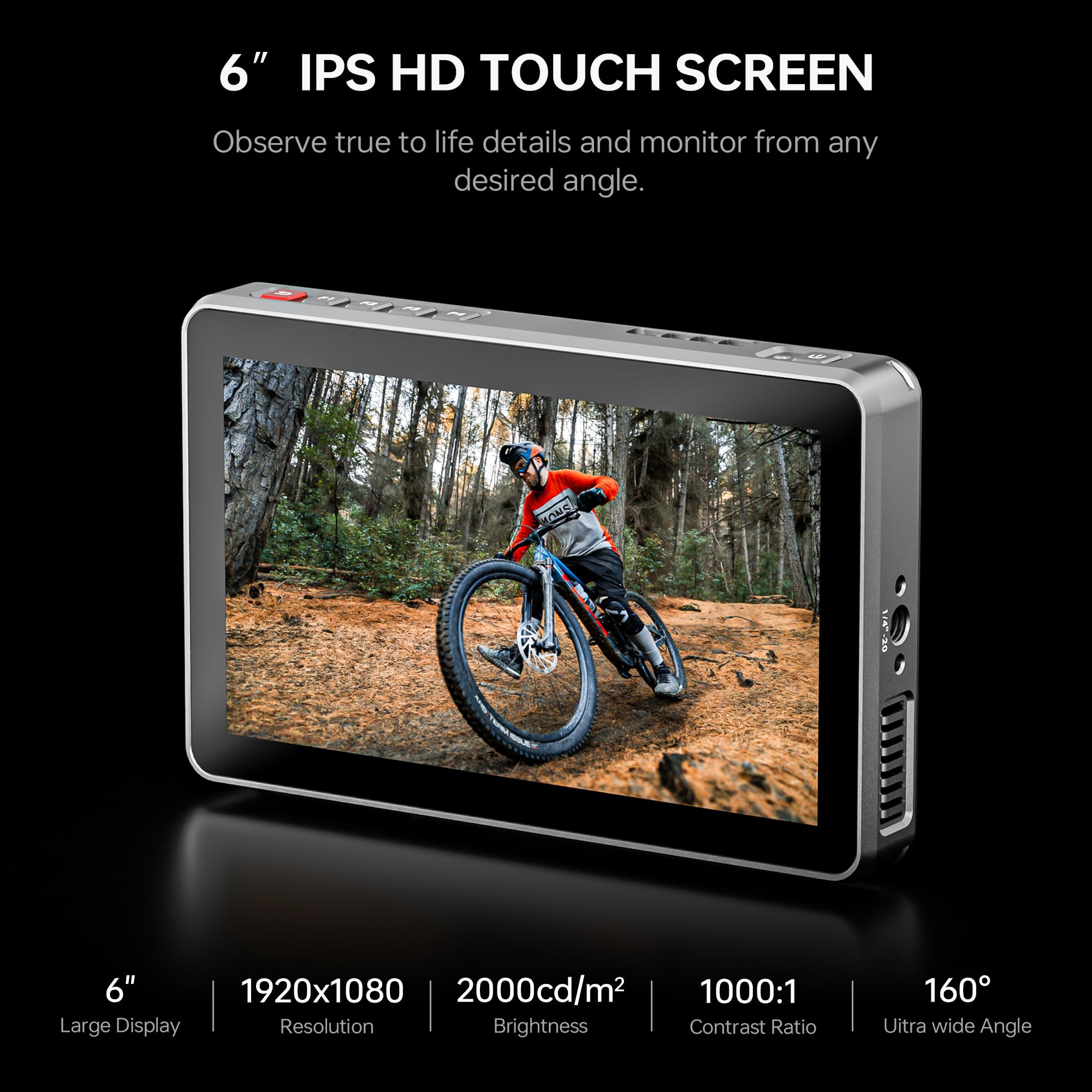 VILTROX DC-X2 6 Inch Touchscreen 4K HDMI Camera Field Monitor with Rig Cage - 2000 Nits High Brightness, Battery Powered, Sunshade Hood & USB 3D LUT Support - Professional Photography & Videography Monitor for DSLR, Mirrorless Cameras - Perfect for Outdoor Shooting, Studio Work & Film Production