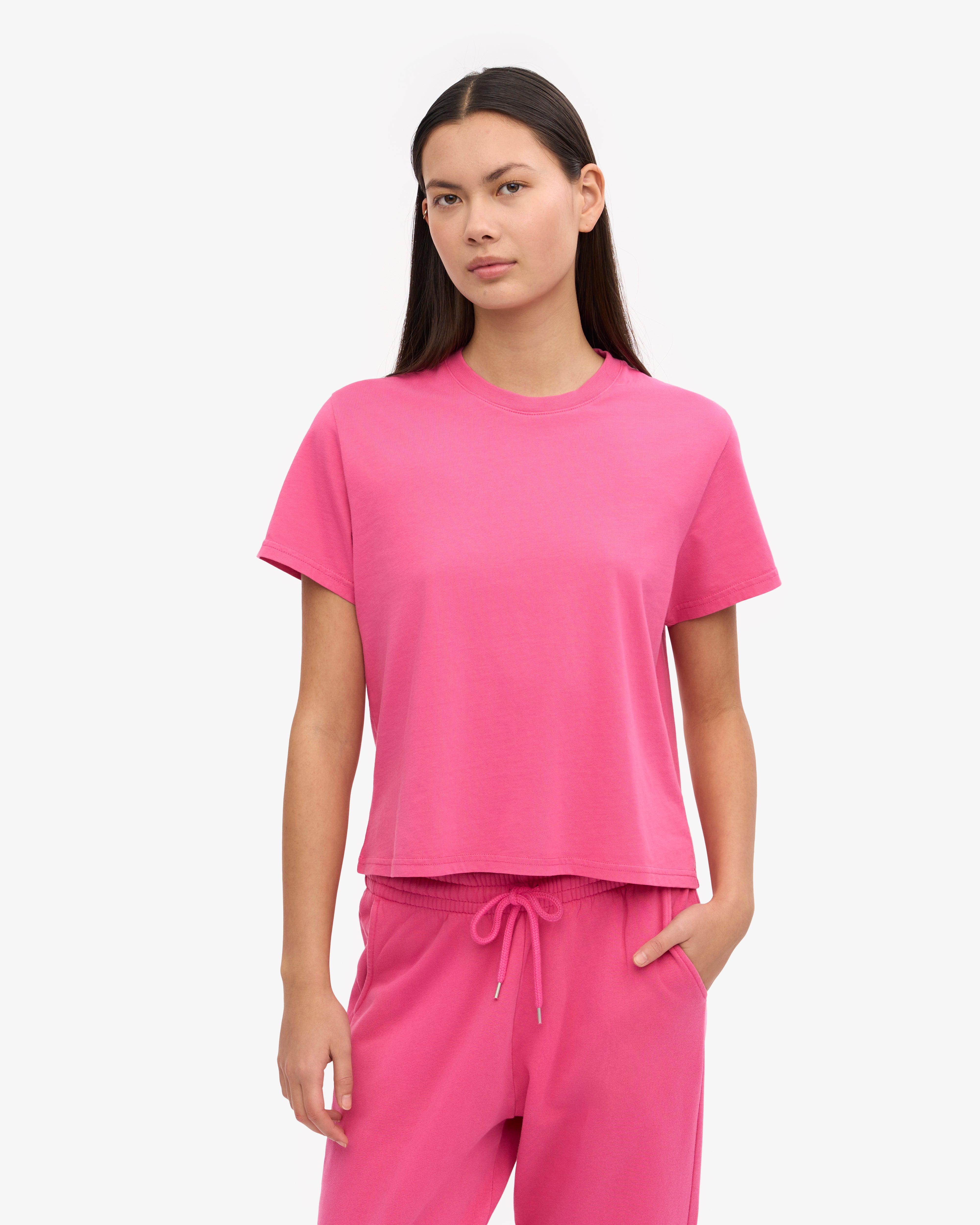 Organic Boxy Crop Tee - Soft Cotton Women's T-Shirt in Bubblegum Pink | Casual Wear, Street Style, Summer Outfits