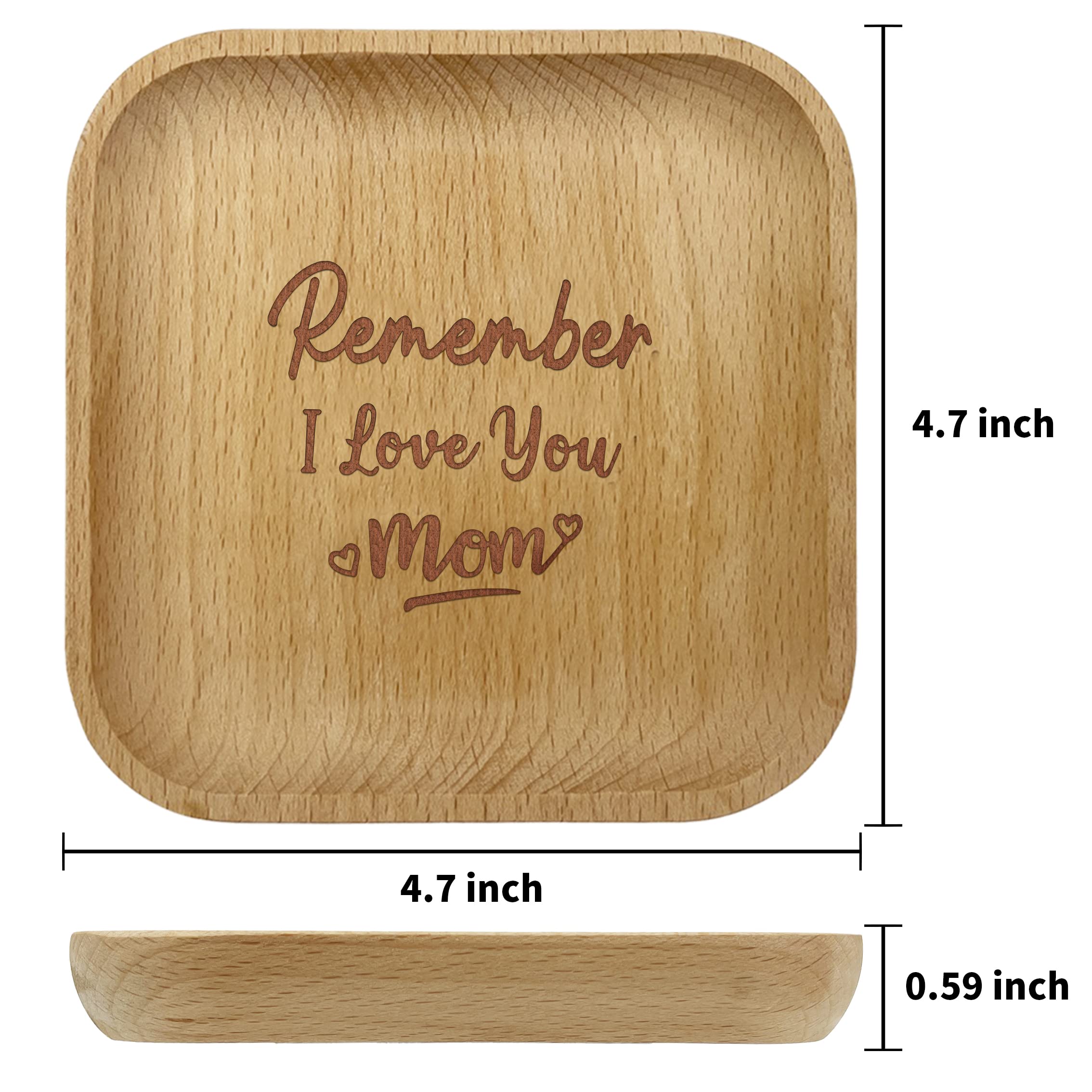 Unique Wooden Jewelry Dish & Trinket Tray - Perfect Ring Holder Gift for Mom from Daughter or Son, Birthday & Mother's Day Present - Remember I Love You - Ideal for Bedroom, Bathroom, or Vanity Organizer