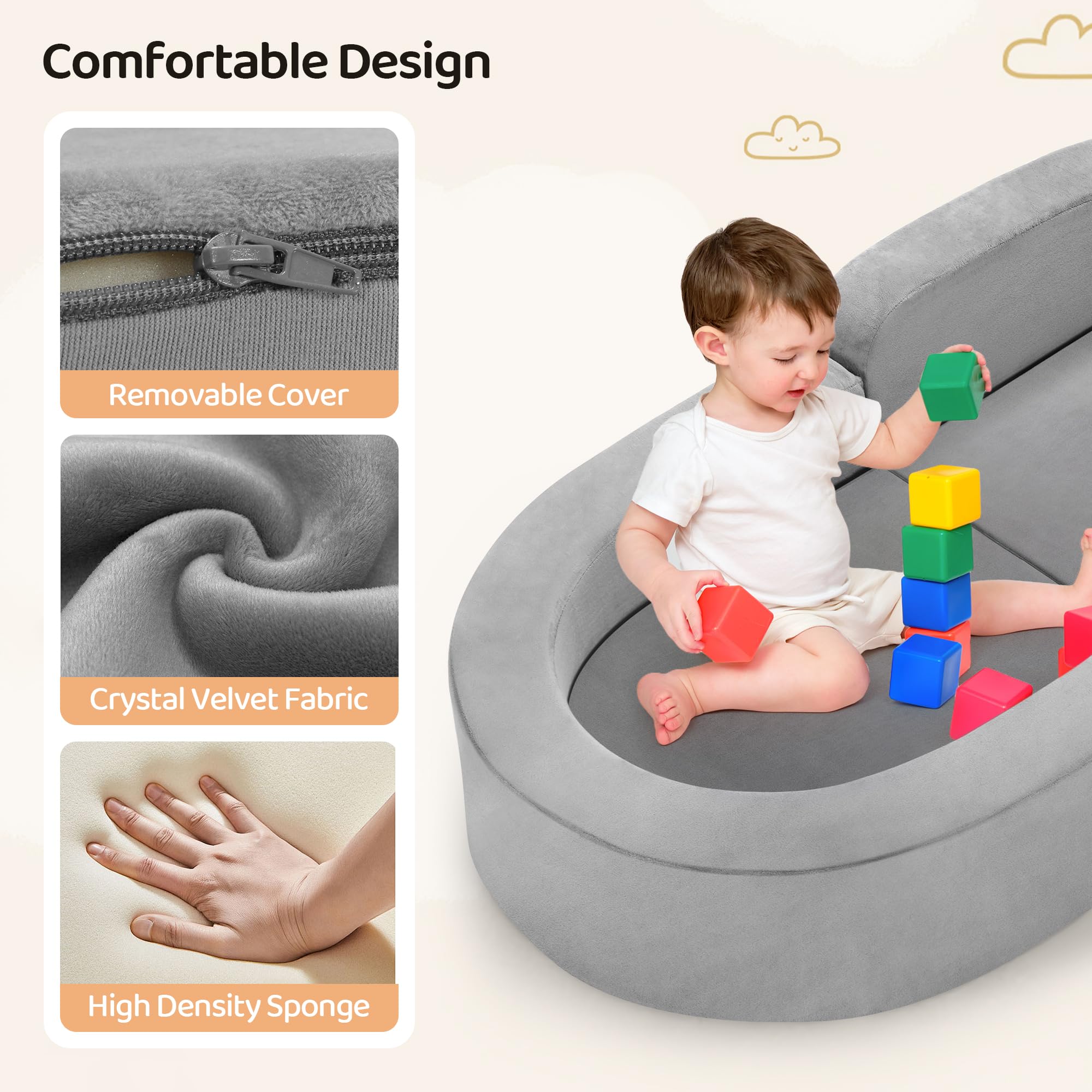 Portable Toddler Travel Bed - Foldable 2-in-1 Kids Sofa Chair & Convertible Couch to Bed with Carry Bag | Perfect for Camping, Airplane Travel & Sleepovers