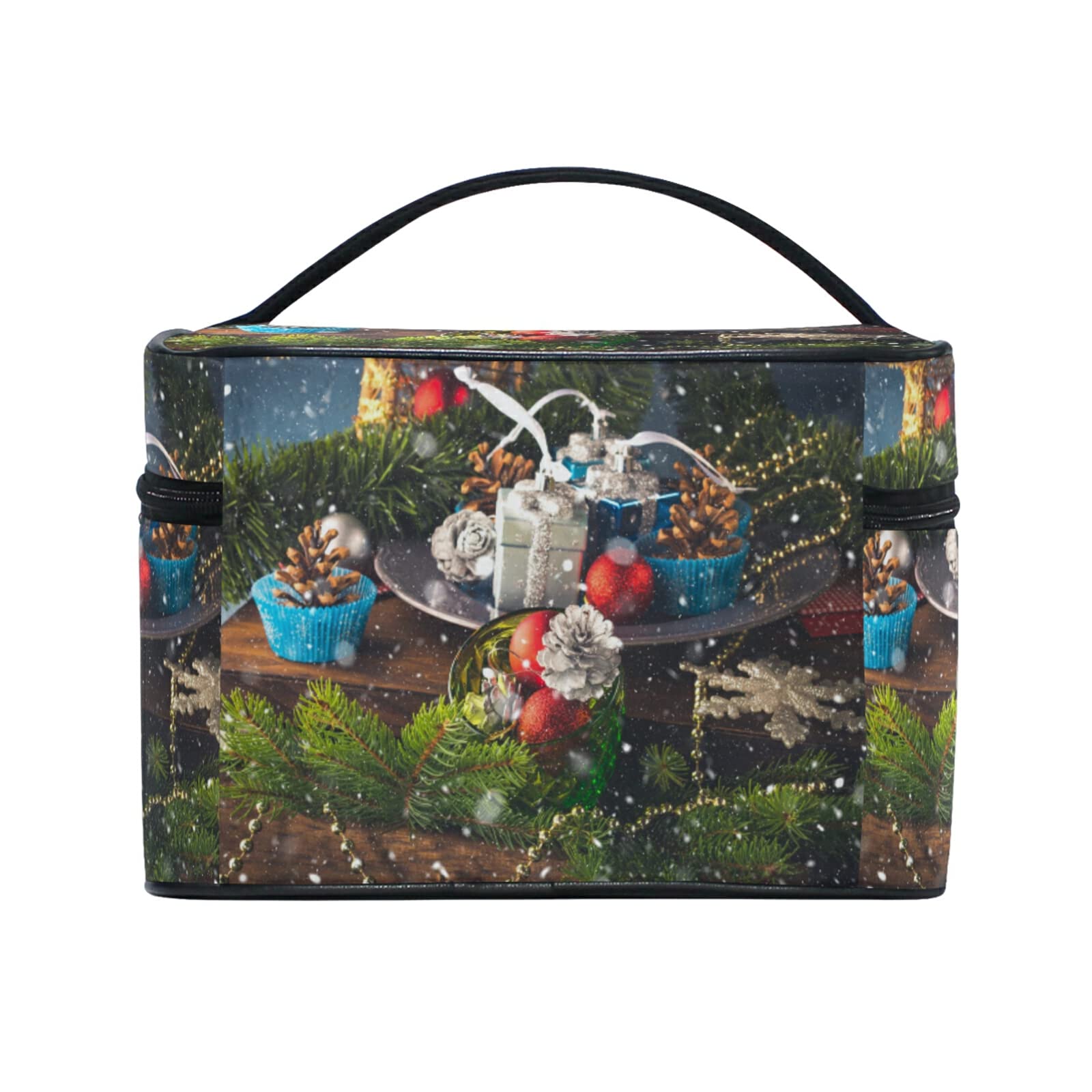 Elegant Christmas Tree Makeup Bag for Women - Waterproof Cosmetic & Toiletry Travel Organizer - Perfect Gift for Holidays, Travel, and Daily Use
