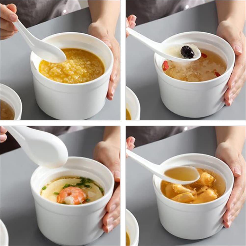 YARDWE 4-Inch Ceramic Custard Cups with Lids - Small Steaming Soup Bowls for Egg Custard, Medicinal Bird's Nest, and Stews - Perfect for Home Kitchen, Dessert Making, and Healthy Tonic Preparation
