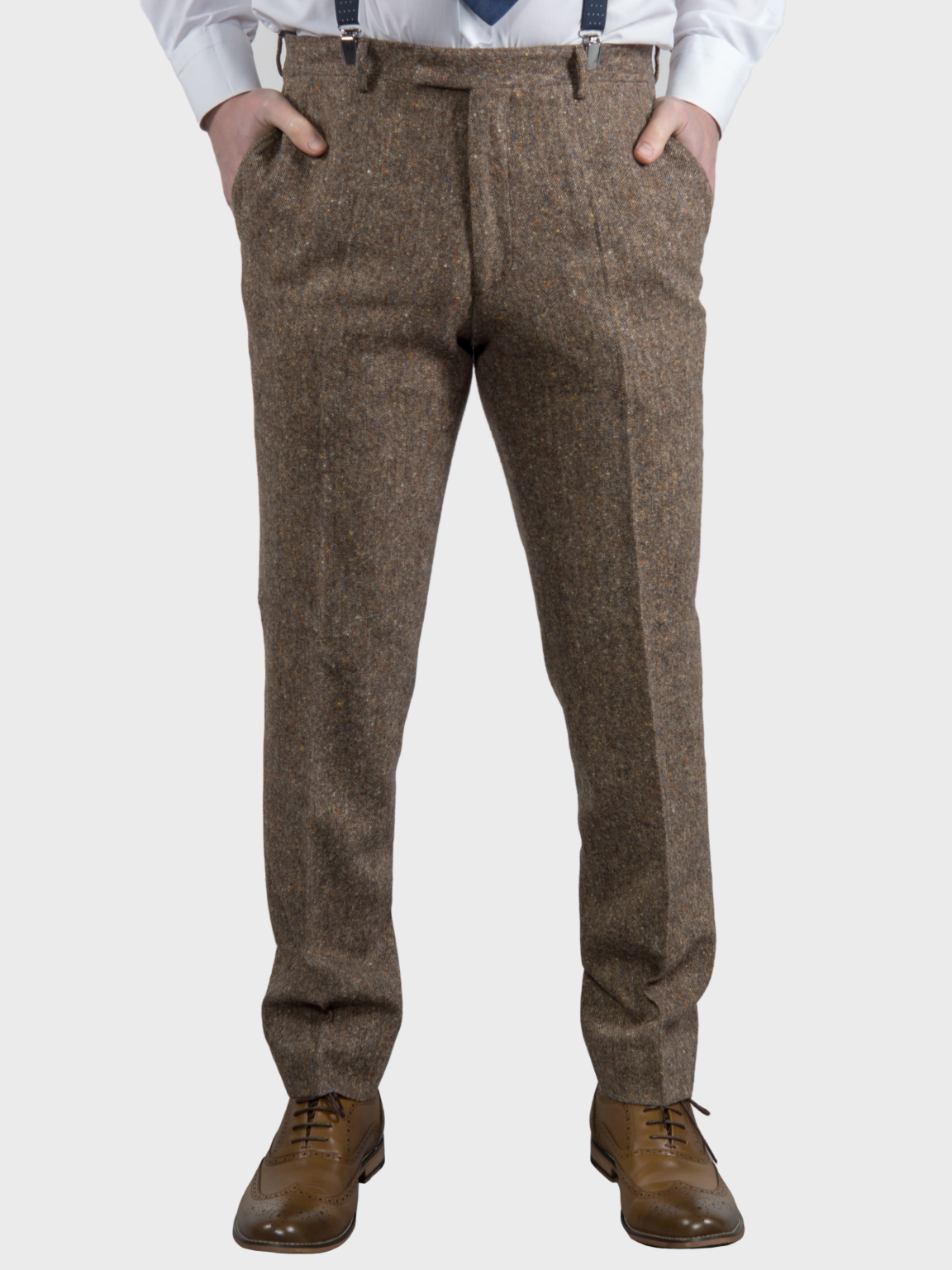 Brown Donegal Tweed 3-Piece Suit | 100% Wool Men's Formal Suit by Torre Elton | Perfect for Weddings, Business Meetings & Special Occasions
