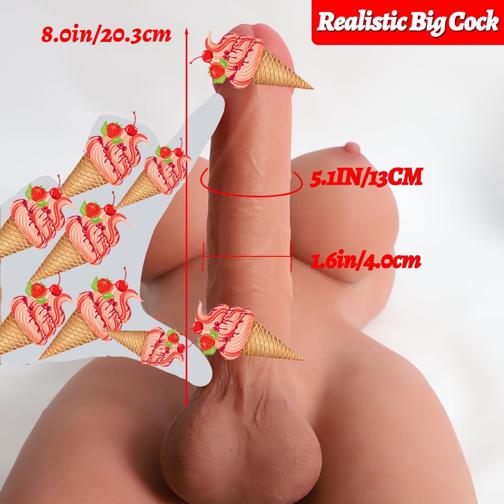 Realistic Shemale Sex Doll Torso for Men & Women - Lifelike Ladyboy Sex Toy with Detachable Dildo, Breasts & Anal - 20lb Unisex Masturbator for Solo Play & Couples Fantasy (Brown) - Perfect for Adult Entertainment, Role Play & Private Pleasure