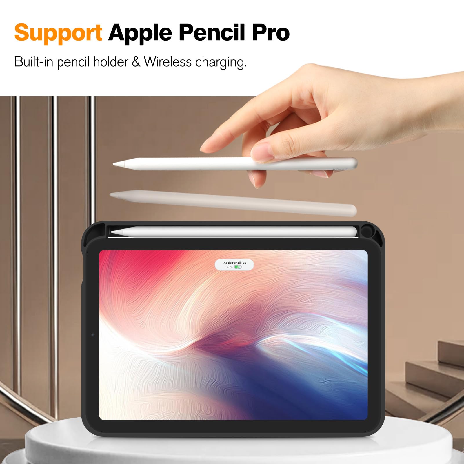 Fintie SlimShell Case for iPad Mini 7 (A17 Pro, 7th Gen 2024) & iPad Mini 6 (6th Gen 8.3 Inch) - Soft TPU Protective Stand Cover with Built-in Apple Pencil Holder | Composition Book Design | Perfect for Work, School & Travel