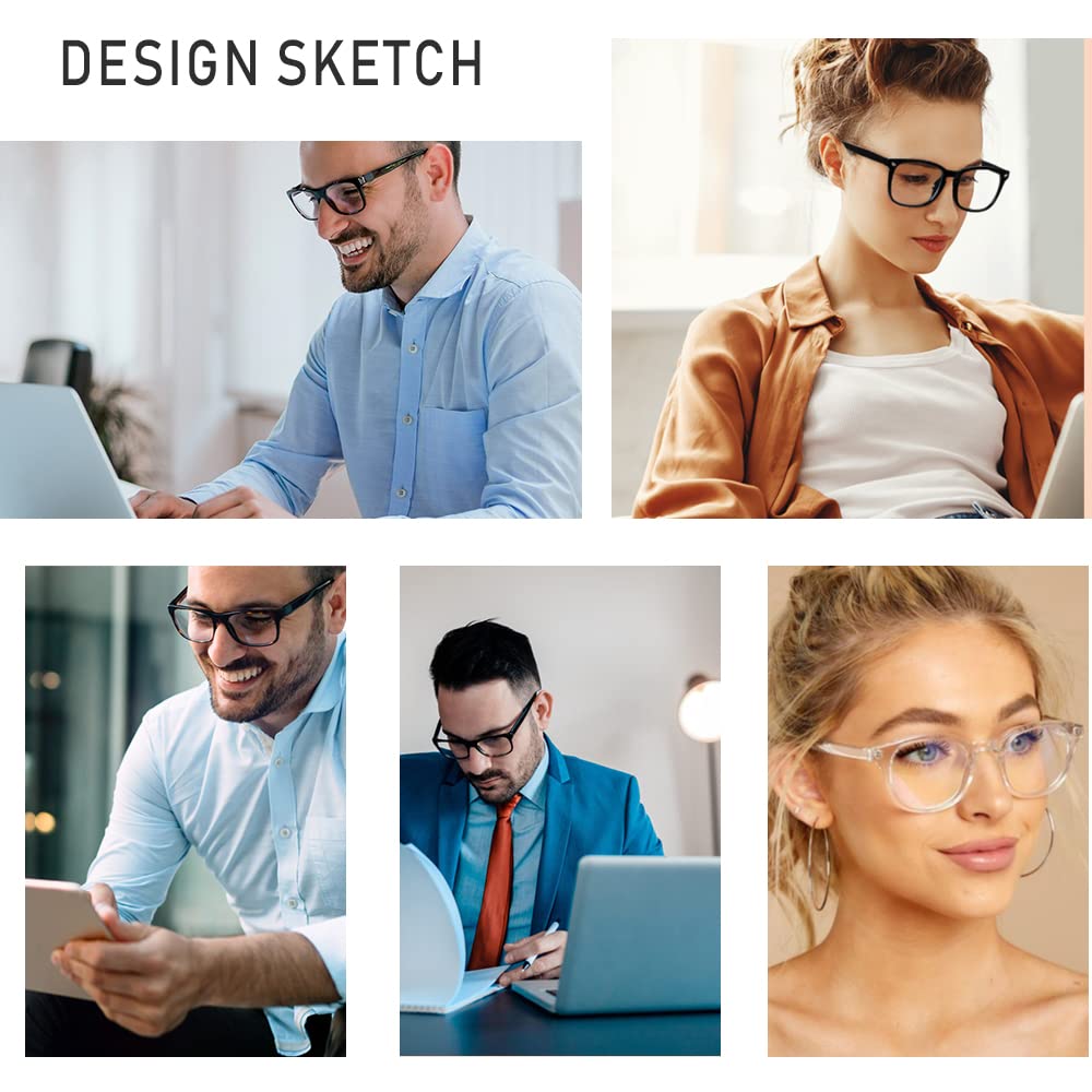 Blue Light Blocking Glasses for Computer & Gaming - AFNWQI Fashion Square Frame for Men & Women - Reduce Eye Strain at Work & Home