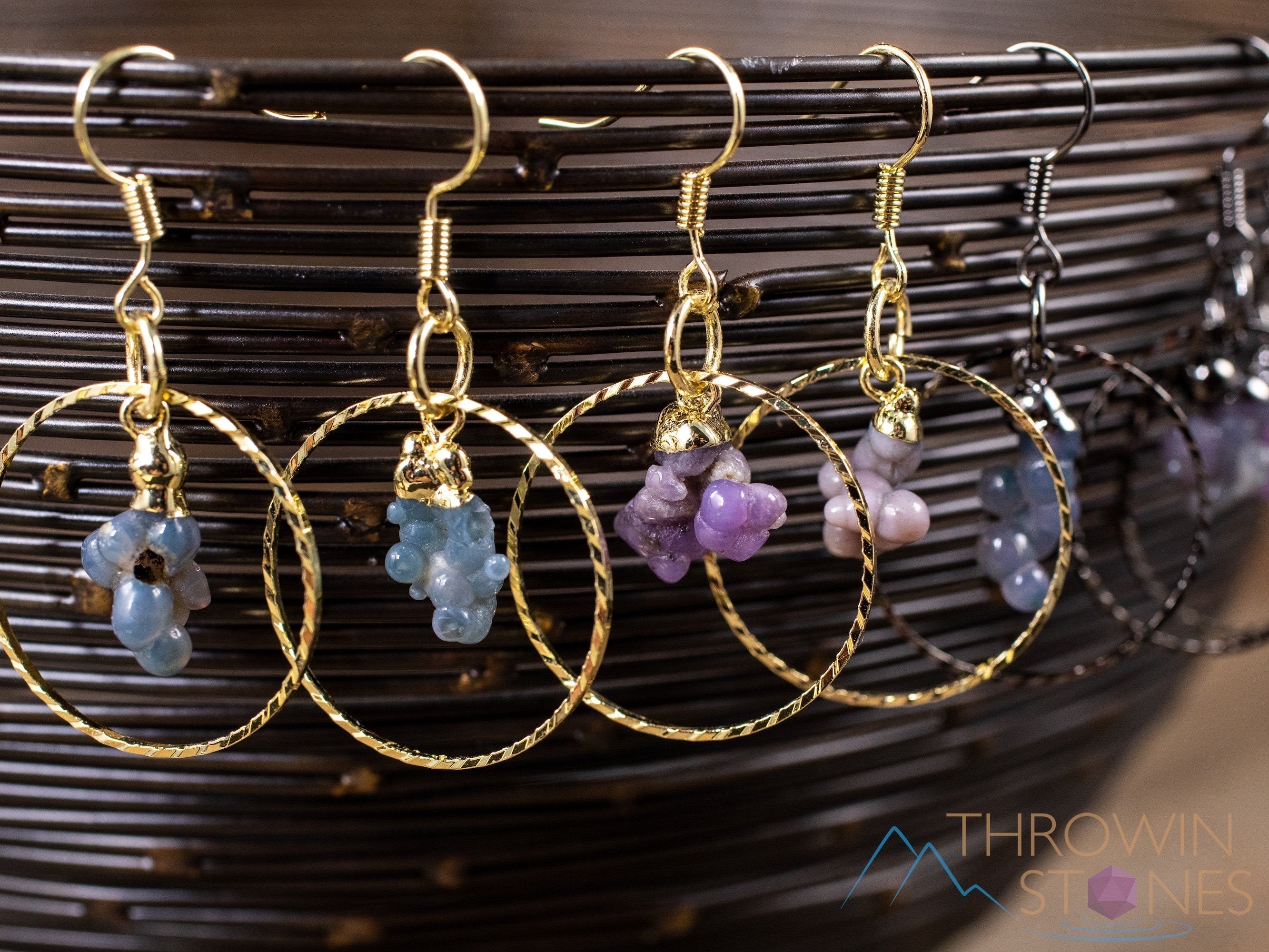 Grape Agate Crystal Hoop Earrings - Natural Gemstone Dangle Earrings, Handmade Jewelry for Women, Boho Chic Accessories | Perfect for Parties, Weddings & Everyday Wear (E1794)