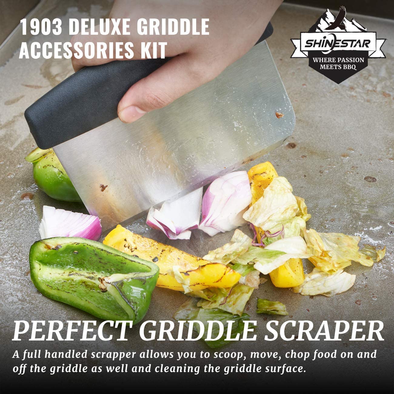 SHINESTAR Professional Griddle Accessories Kit for Blackstone Flat Top Grill - 12-Inch Melting Dome & 9-Piece Complete Set | Perfect for Outdoor Cooking, Camping, and Backyard BBQs