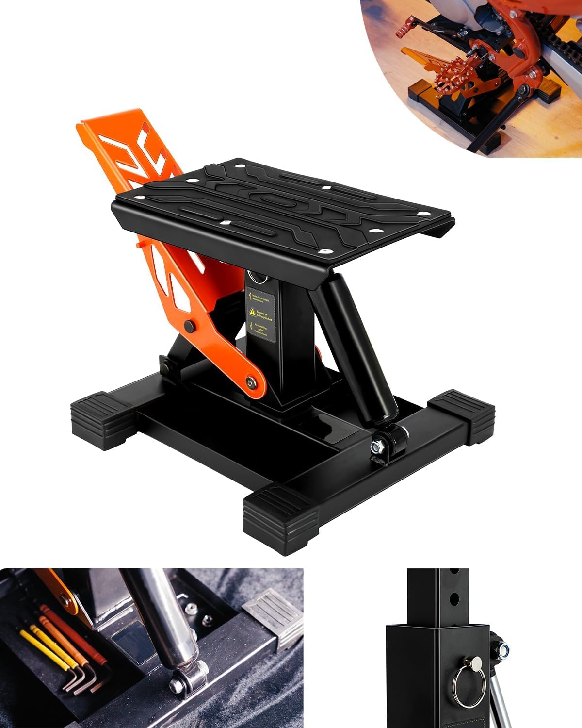Heavy Duty Dirt Bike Stand - 1000Lbs Capacity Adjustable Hydraulic Motorcycle Lift Jack with Wide Damping Base for Repair & Maintenance | Perfect for Motocross, Pit Bikes, Mini Bikes & Dirtbike Servicing in Your Garage Workshop