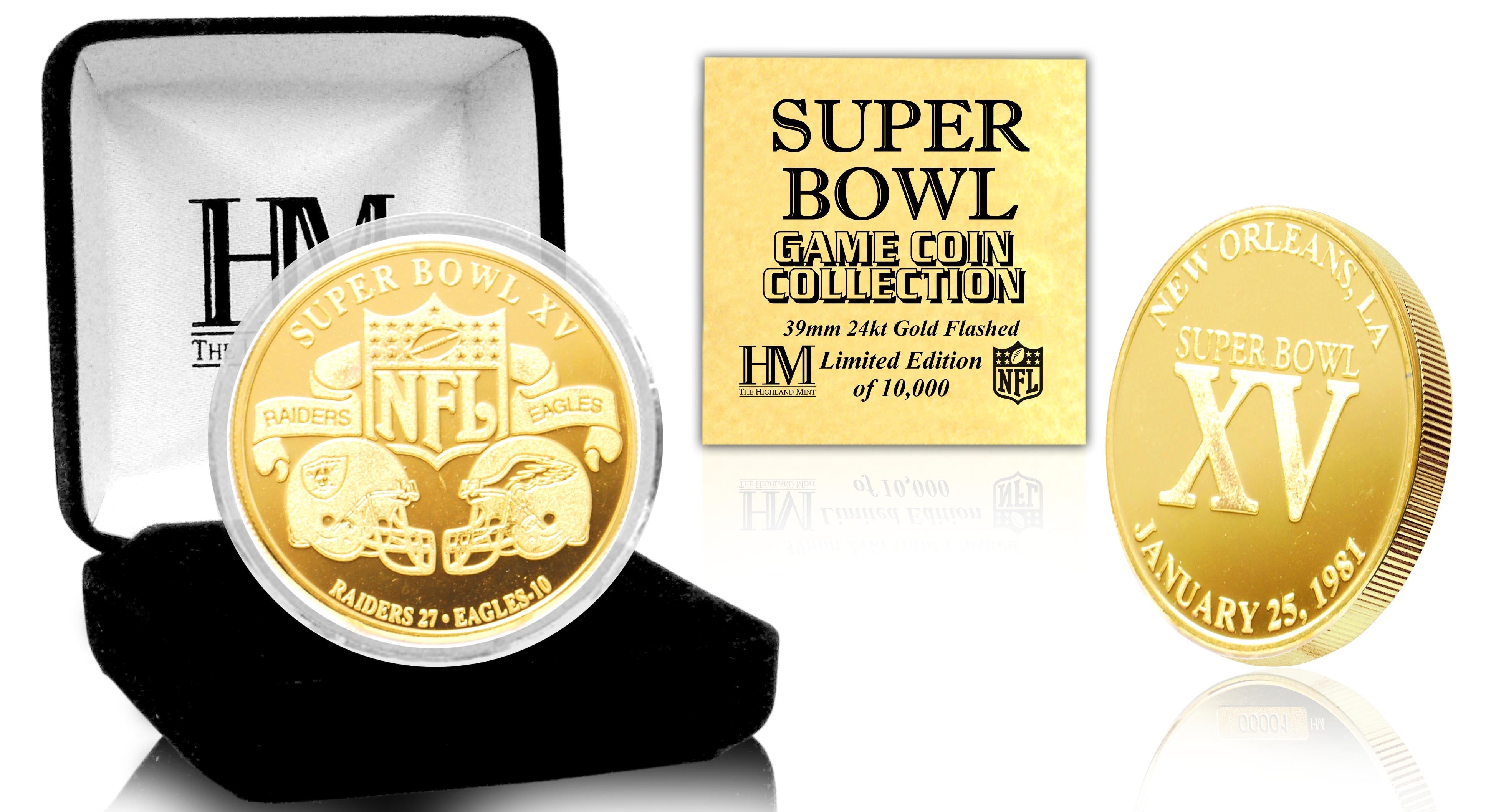 Super Bowl XV 24kt Gold Flip Coin - Collector's Edition Commemorative Football Coin for Sports Fans, Gifts & Memorabilia - Perfect for Game Day, Sports Collecting, and Special Occasions