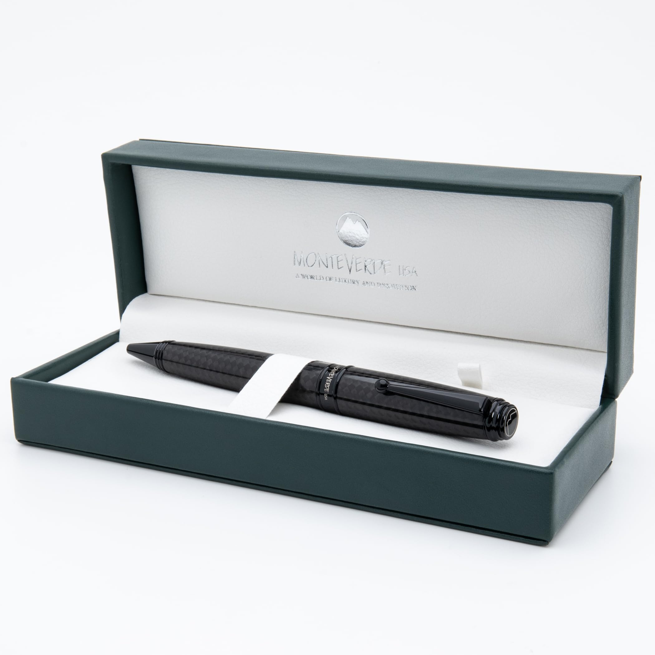 MONTEVERDE Invincia Deluxe Ballpoint Pen - Premium Black Carbon Fiber Design for Smooth Writing | Luxury Office & Executive Gift for Professionals