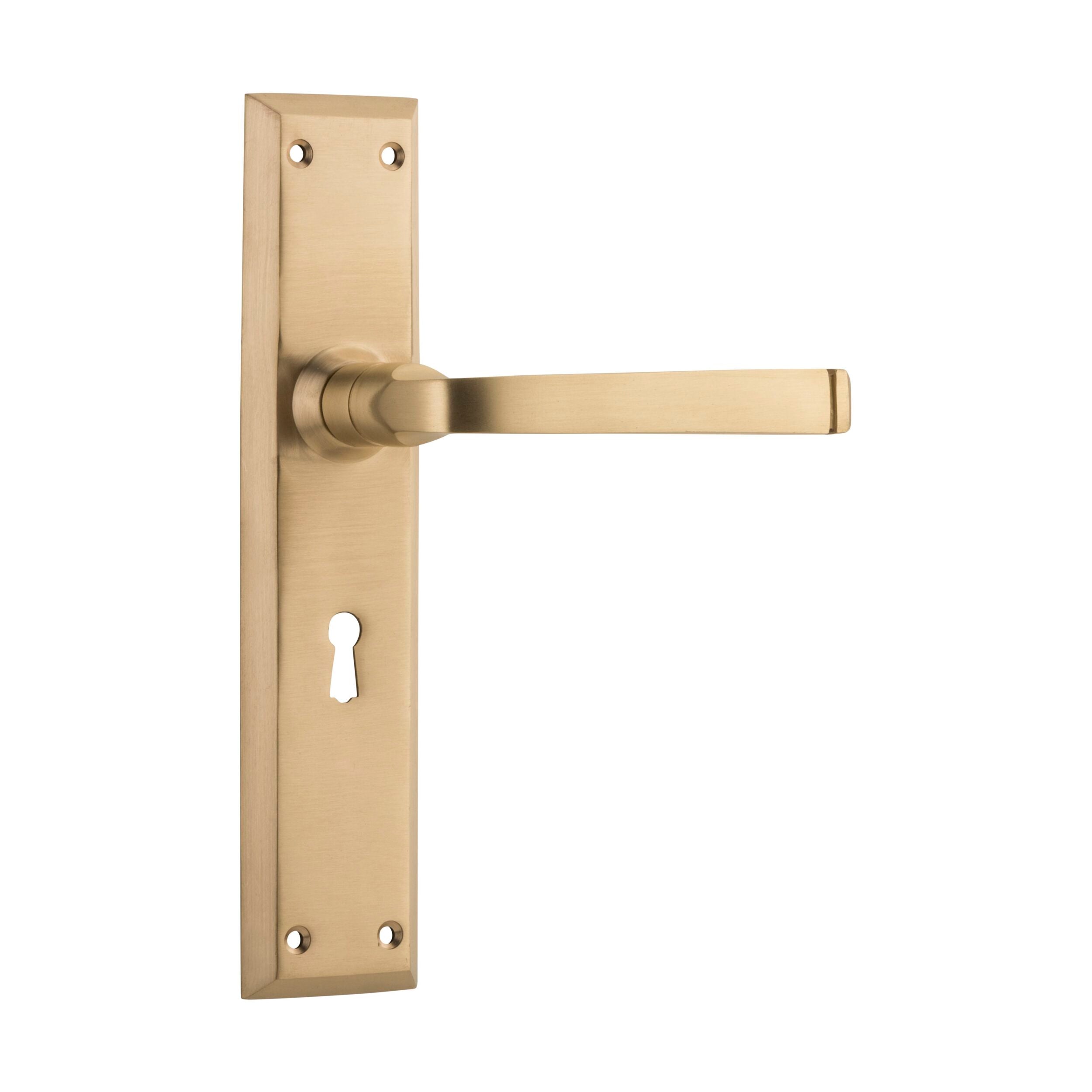 **Menton 6638 Door Lever Lock Pair - Satin Brass Finish, H225xW50xP75mm - Ideal for Bedroom, Bathroom & Interior Doors**