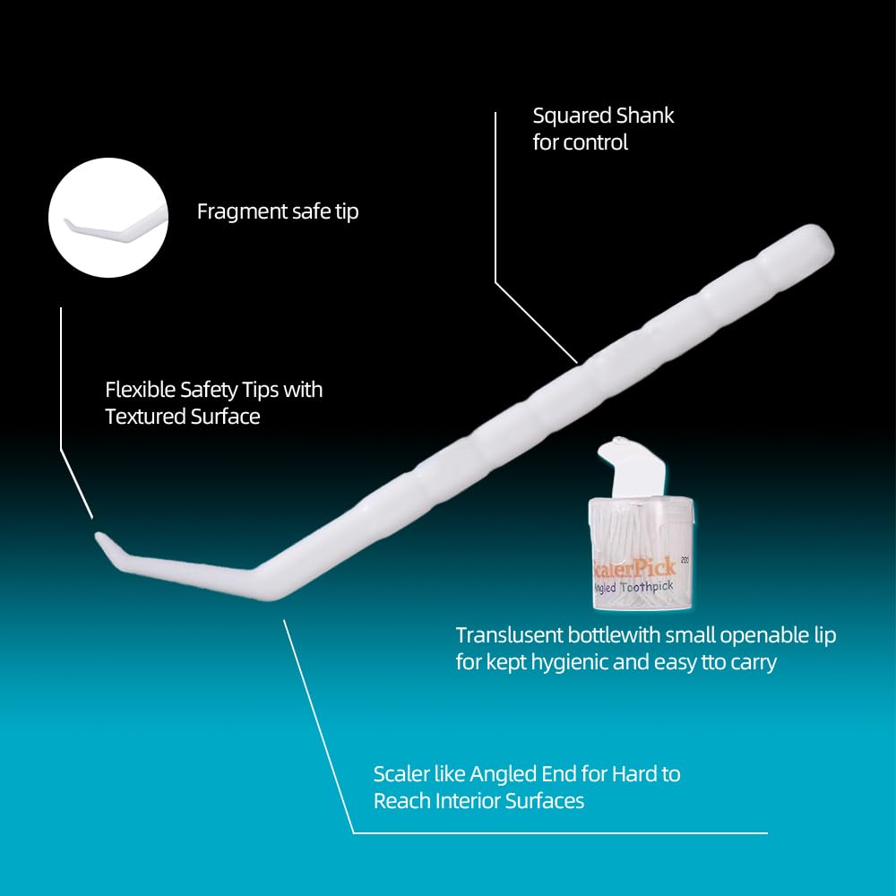 **Angled Toothpick Scaler - White Plastic Dental Cleaning Tool with Curved Hook & Colorful Bottle (2-Pack) - Perfect for Oral Hygiene, Travel & Home Use**