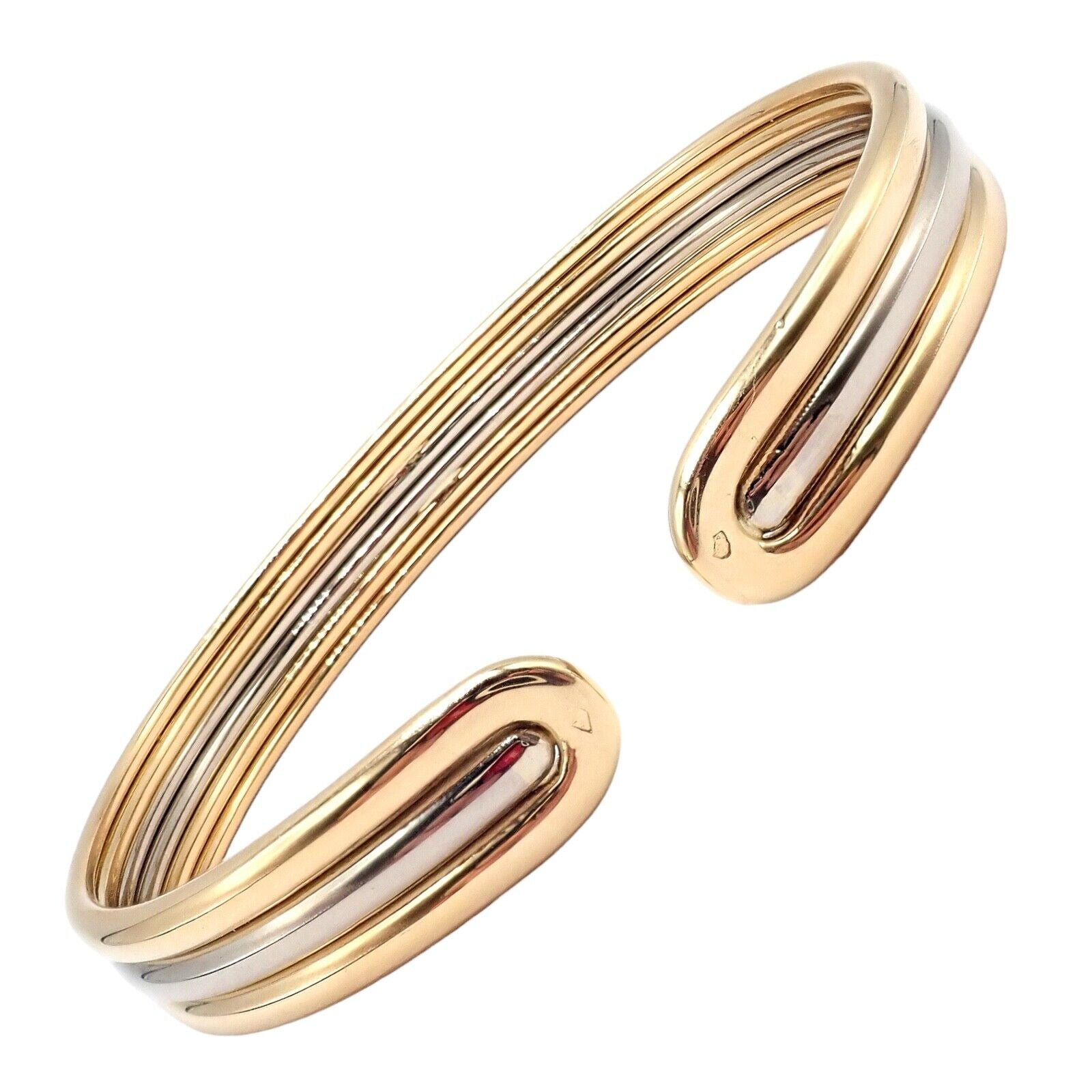 Authentic Van Cleef & Arpels 18k Yellow & White Gold Bangle Cuff Bracelet - Luxury Jewelry for Women, Perfect for Weddings, Parties & Special Occasions