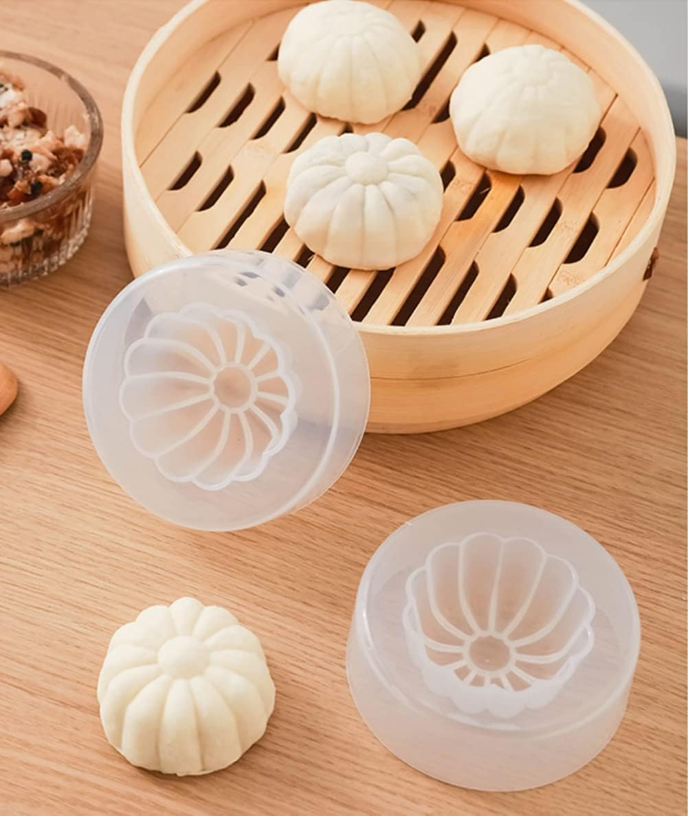 3.7 Inch Baozi Maker Steamer - Dumpling Maker Mold for Handmade Momo & Baozi Buns - 2 Pack Kitchen Cooking Tools & Baking Accessories - Perfect for Asian Cuisine, Home Cooking & Party Food Prep