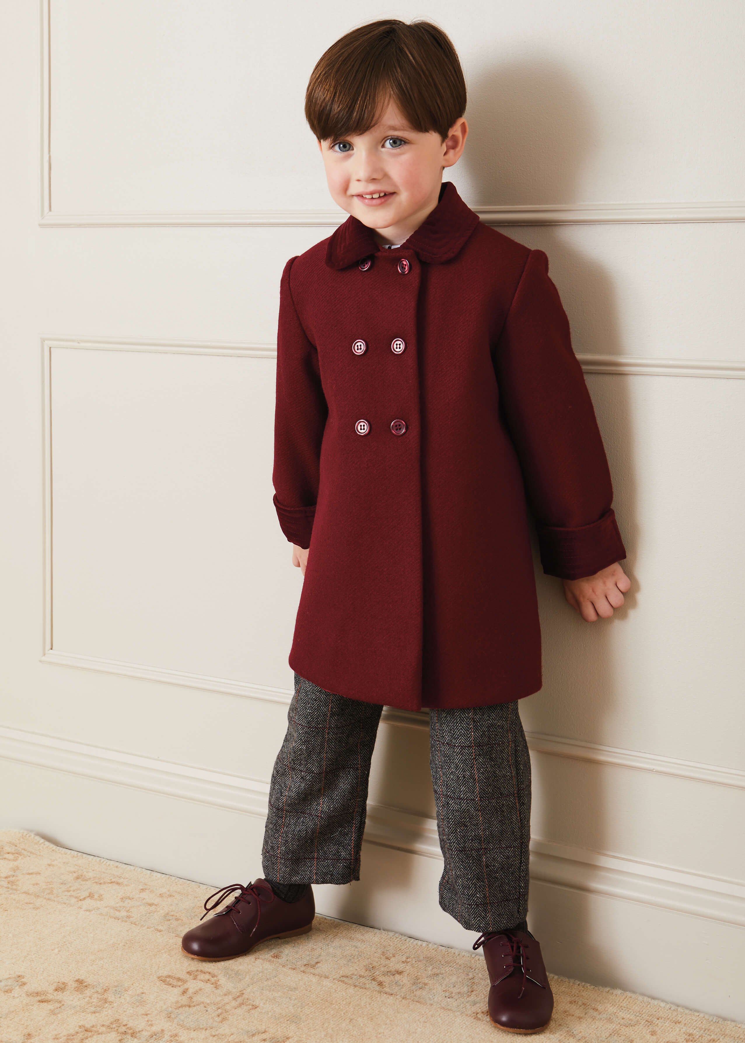 Stylish Burgundy Double Breasted Coat for Kids (12 Months to 10 Years) - Perfect for Winter Outings & Special Occasions