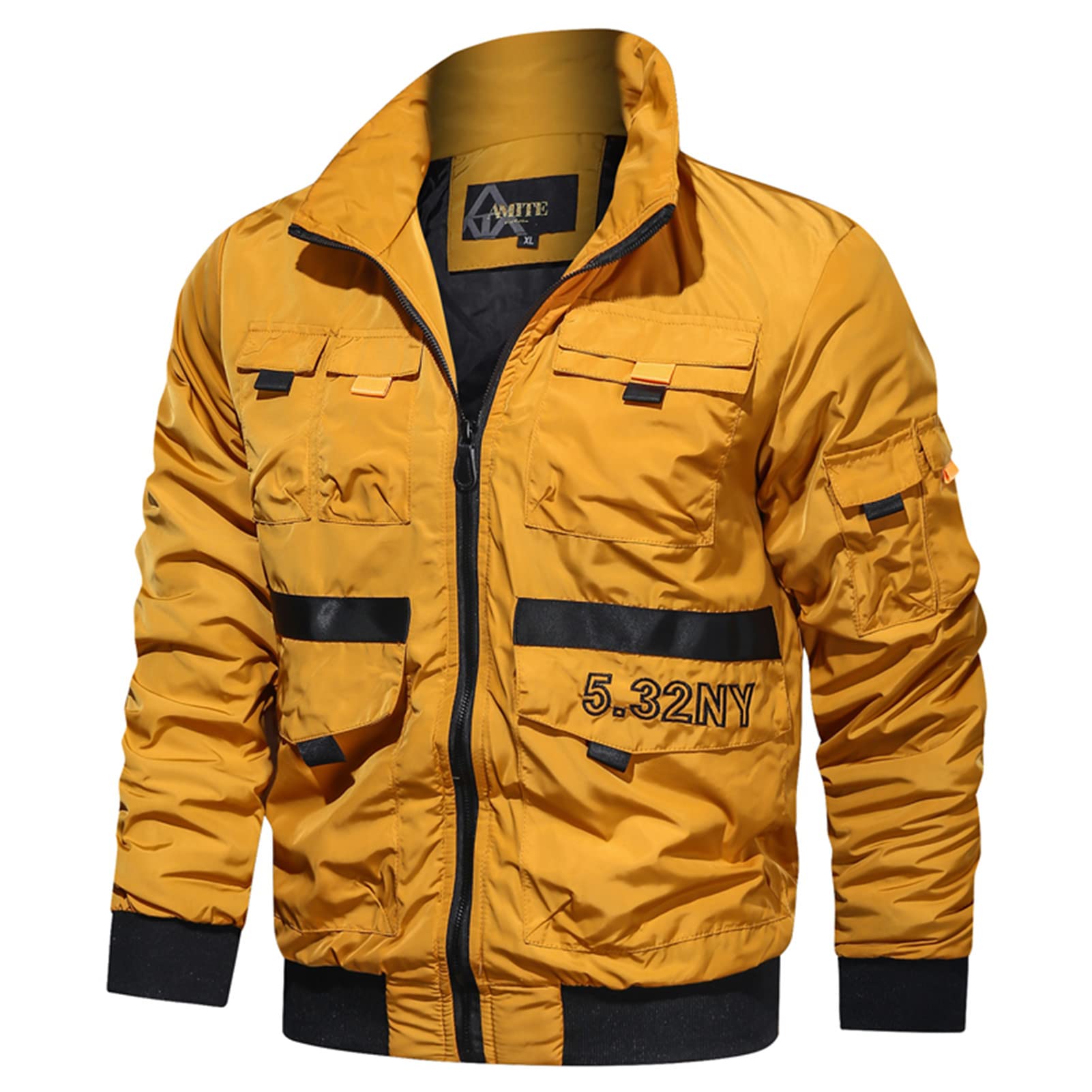 Men's Spring & Autumn Tactical Bomber Jacket - Military Style Multi-Pocket Windbreaker Coat for Outdoor Activities, Hiking & Casual Wear