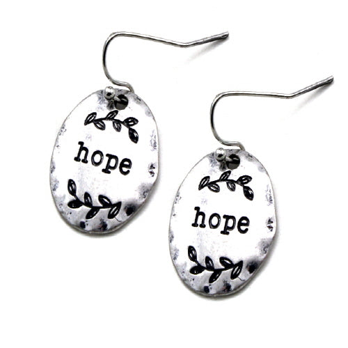 Disc Hope Engraved Silver Earrings - Elegant Jewelry for Women, Perfect for Gifts, Weddings & Everyday Wear