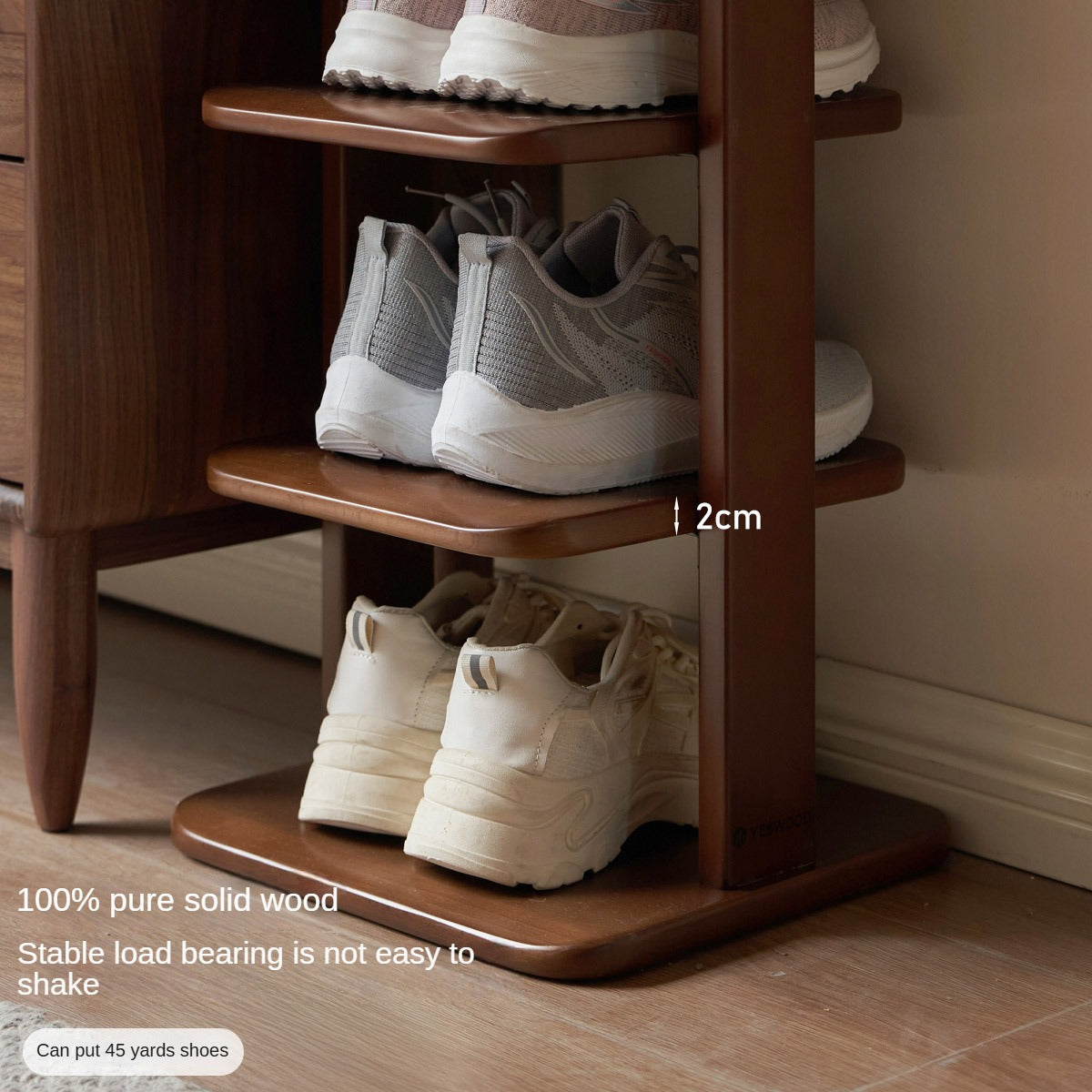 Solid Beech Wood Ultra Narrow Shoe Cabinet - Space Saving Entryway Storage Organizer for Small Apartments & Closets