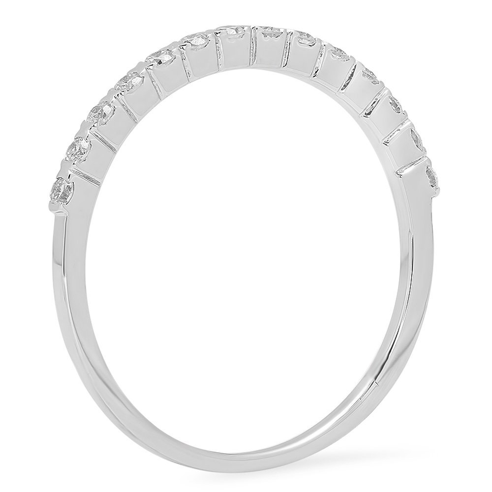 0.20 Cttw 14K Solid Gold Round Diamond Women's Dainty Anniversary Wedding Stackable Band Ring - Perfect for Bridal Sets, Stacking Rings & Everyday Elegant Jewelry