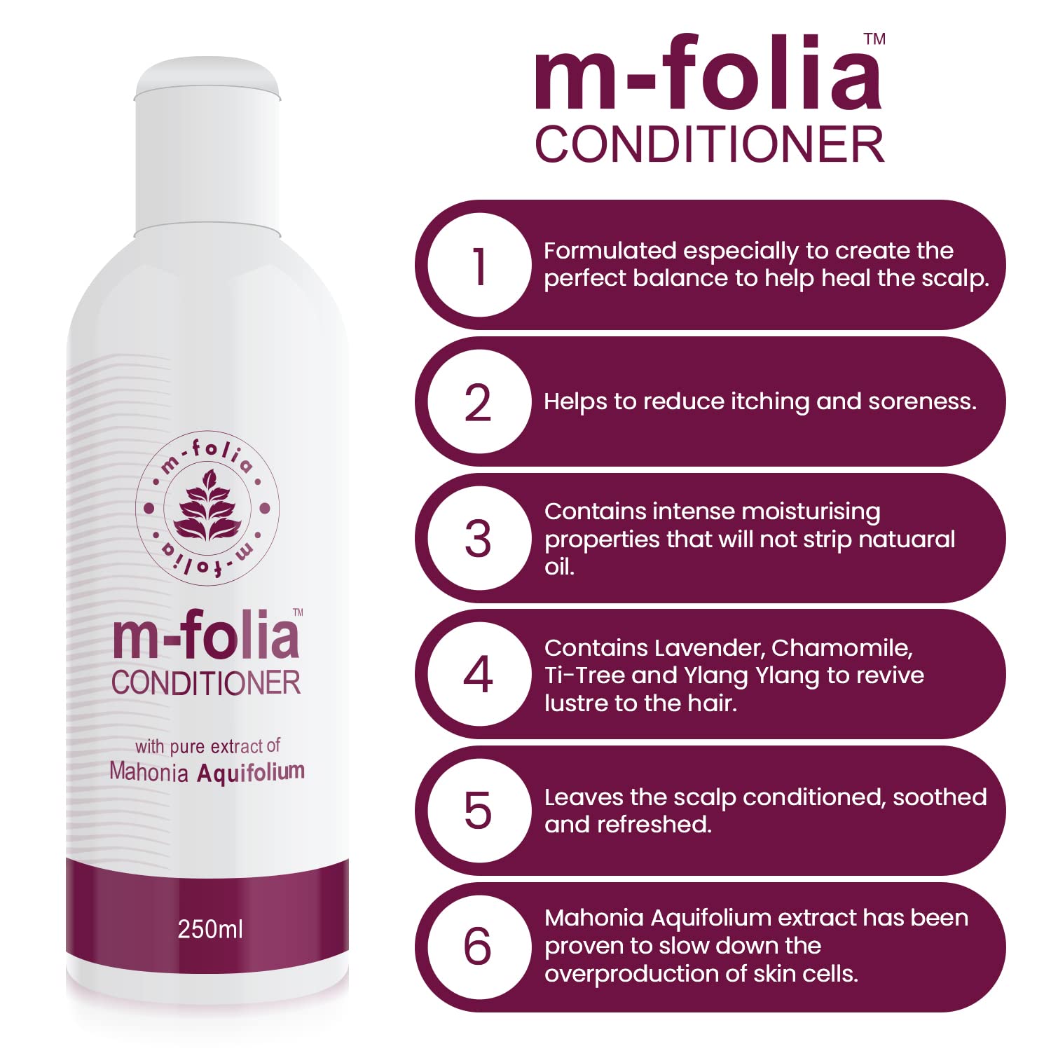 M-FOLIA Shampoo & Conditioner Set for Scalp Psoriasis & Eczema - 250ml Light Cream Rinse Treatment - Soothes, Rejuvenates & Clears Scalp - 10% Savings - Ideal for Sensitive Scalp Care & Daily Hair Nourishment