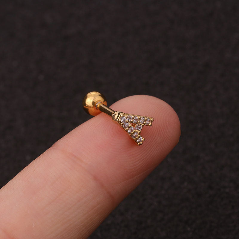 16G Surgical Steel Alphabet Cartilage Earrings - Hypoallergenic Letter Studs for Helix, Tragus, Lobe Piercing | HSPJ19106 | Perfect for Everyday Wear, Gifts & Unique Style Statement