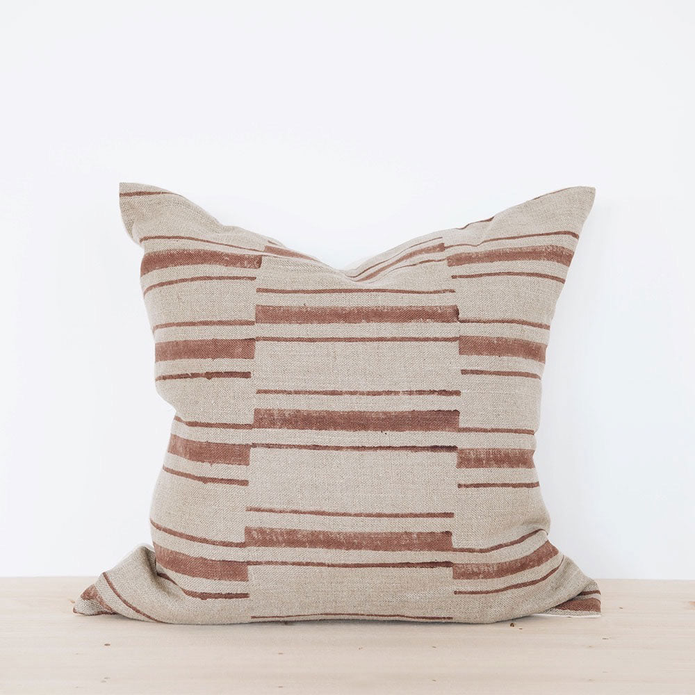 Handmade Linen Block Printed Pillow Cover No. 0927 - Bohemian Home Decor for Living Room, Bedroom & Sofa