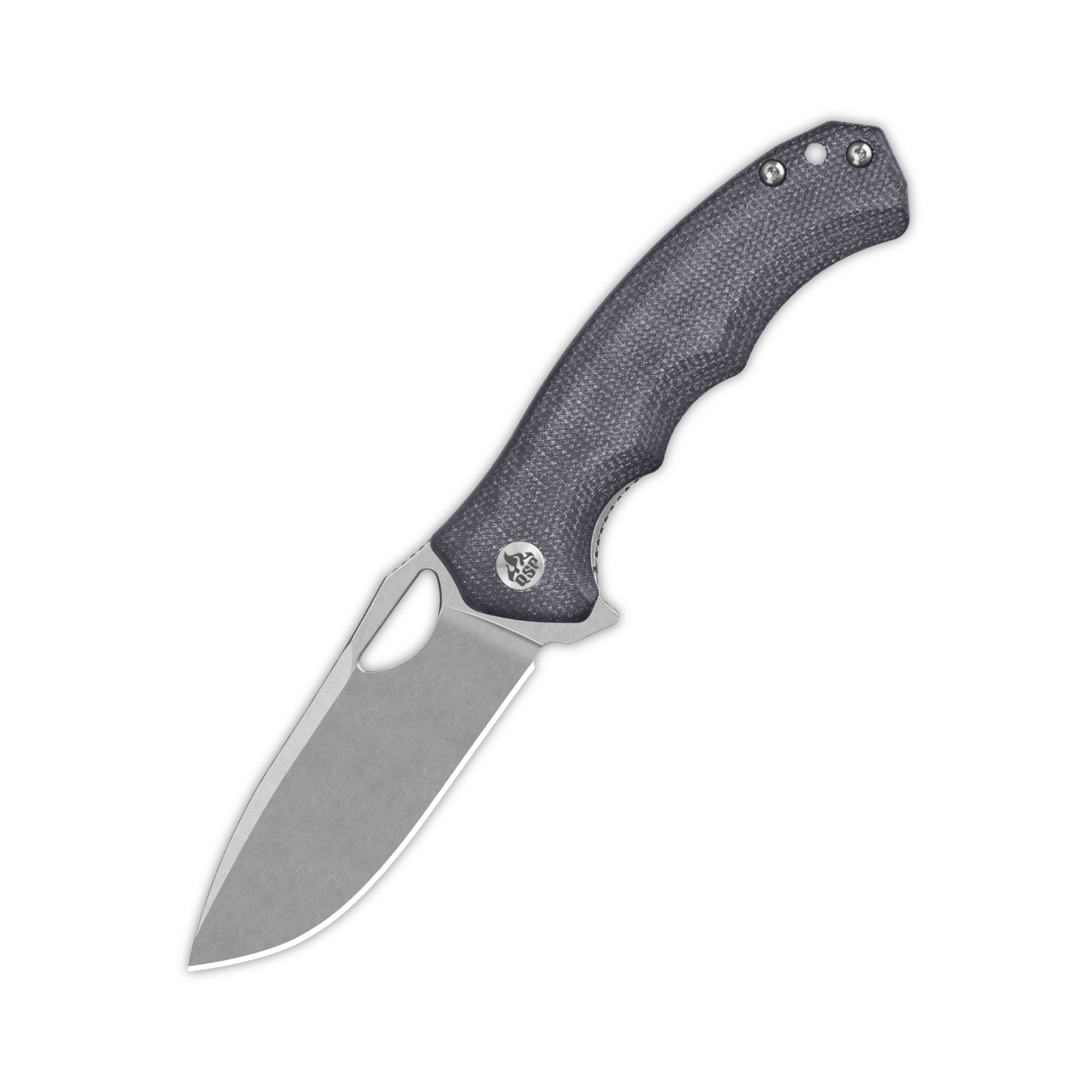 QSP Gorilla Liner Lock Folding Pocket Knife - 14C28N Stainless Steel Blade, Black Micarta Handle - EDC, Camping, Hiking & Outdoor Survival Tool