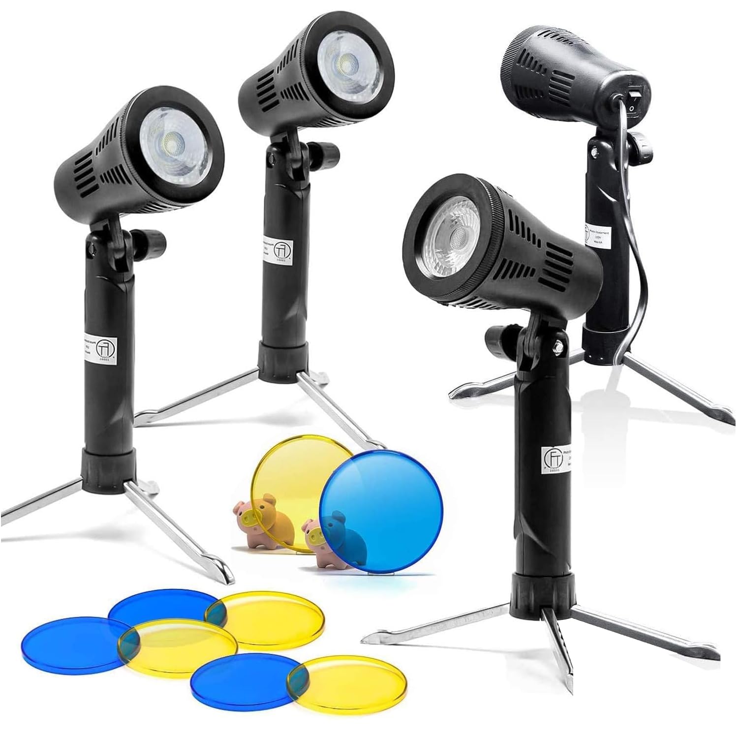 LimoStudio 4-Pack 5500K LED Photography Continuous Lighting Kit with Color Filters - Portable Tabletop Studio Lights for Product, Portrait & YouTube Video Shooting