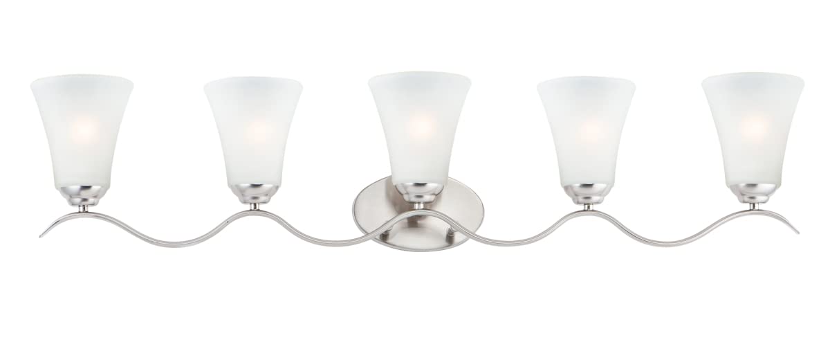 41 Inch 5-Light Bathroom Vanity Light in Satin Nickel Finish - Perfect for Modern Bathroom, Powder Room, and Dressing Room Lighting