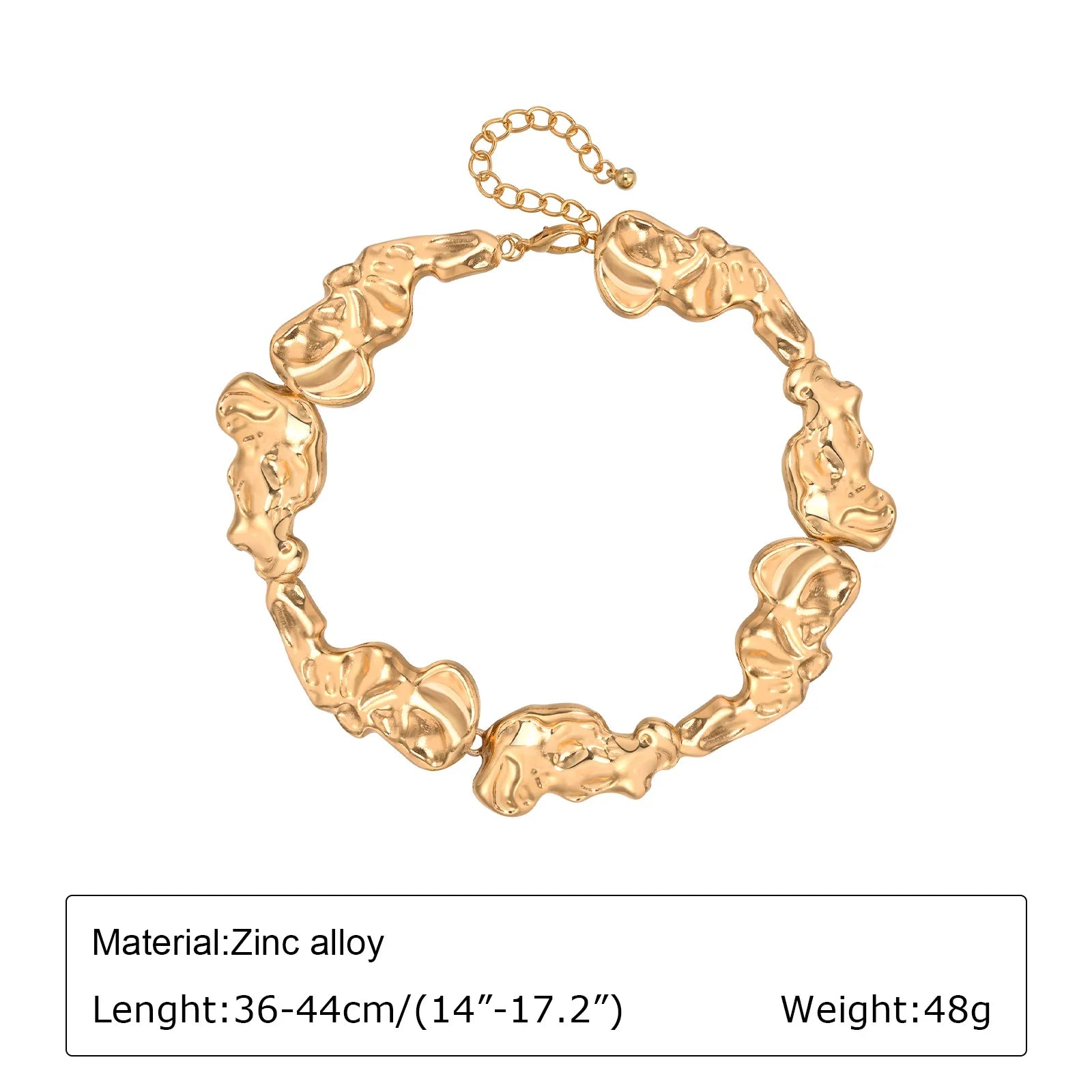 48g Alloy Geometric Choker Necklace for Women - Punk Style Liquid Pleated Irregular Clavicle Chain - Perfect for Banquets, Parties & Statement Jewelry Looks