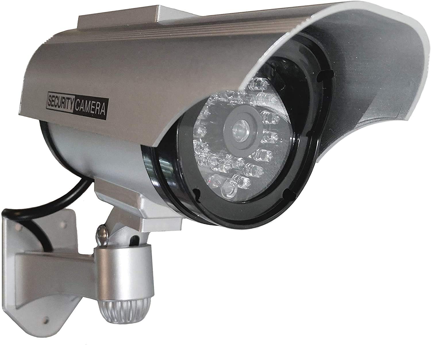 4 Pack Solar Dummy Security Cameras with LED Flashing Light - Outdoor Fake Surveillance Camera with Realistic Lens - Deter Burglars for Home, Business & Warehouse Security (Weatherproof Design)
