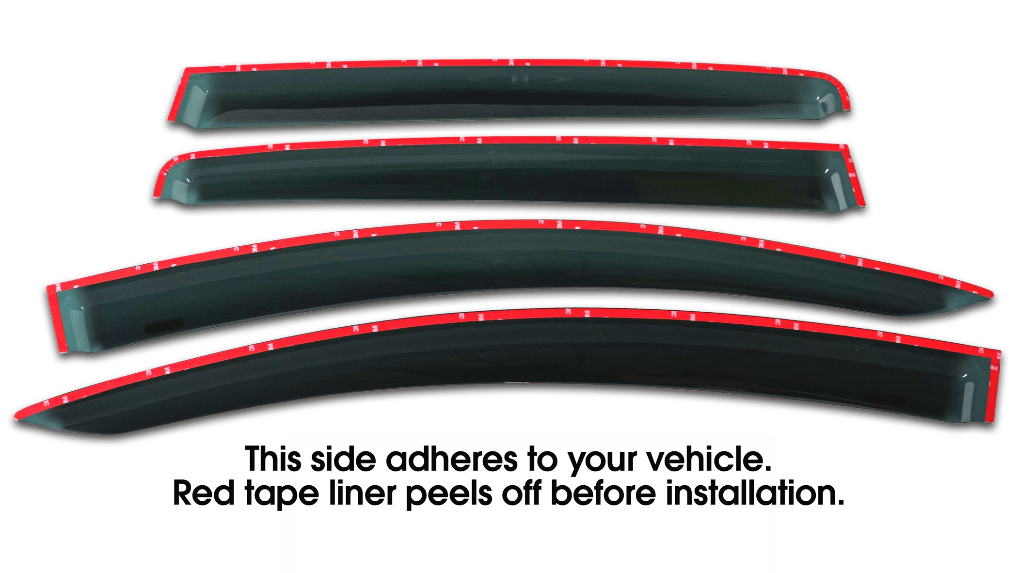 C&C Car Worx Tape-On Outside-Mount WV-13Y-TF Set of 4 Side Window Visor Rain Guards Compatible with 2013-2019 Toyota Yaris/Vitz/Echo 5-Door Hatchback - Deflect Rain & Improve Ventilation for Enhanced Driving Comfort