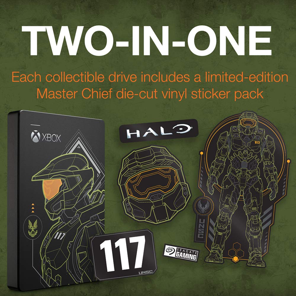 Seagate 2TB Game Drive for Xbox - Portable External Hard Drive HDD USB 3.2 Gen 1 - Compatible with Xbox One, Xbox Series X/S (STEA2000431) - Halo Master Chief Limited Edition - Perfect for Gaming Storage & Backup