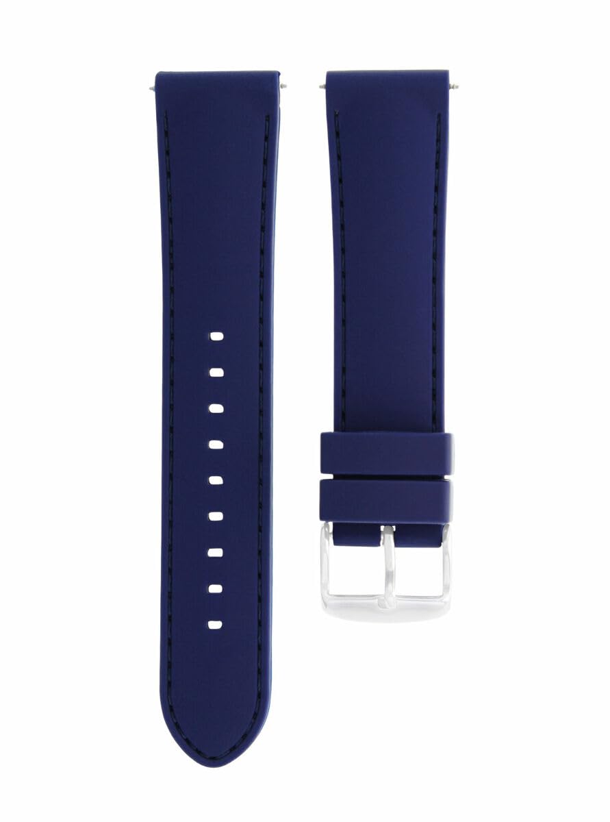 20mm Blue Rubber Watch Band Strap Compatible with Baume & Mercier Capeland 8502 BM 65405 - Durable & Waterproof Replacement Strap for Swimming, Diving & Outdoor Activities