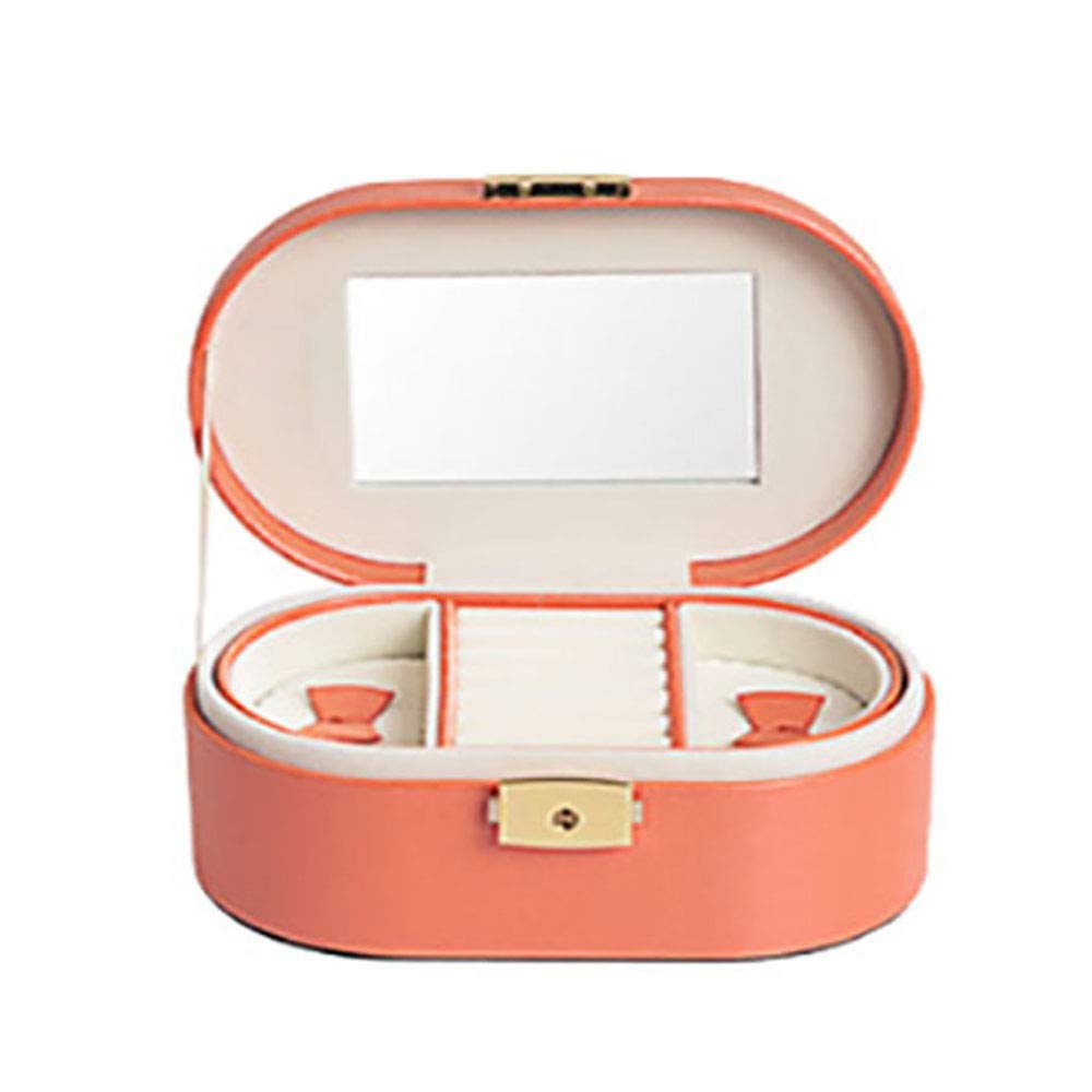 Velvet Jewelry Box with Mirror - Travel Organizer for Rings, Earrings & Necklaces - Orange